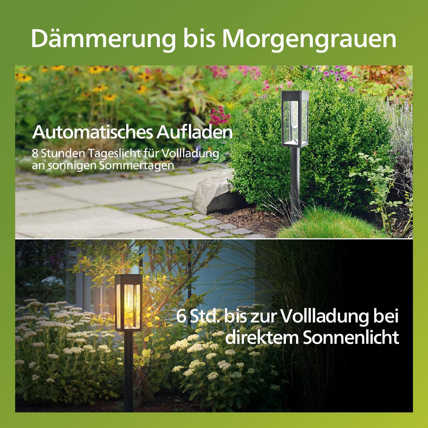 Philips 8 Stück Solarlampen für Außen Garten, 3000K Warmweiß Solar Gartenleuchten, Wasserdicht Außenbeleuchtung Wegeleuchte Deko für Hof, Weg, Terrasse, Rasen