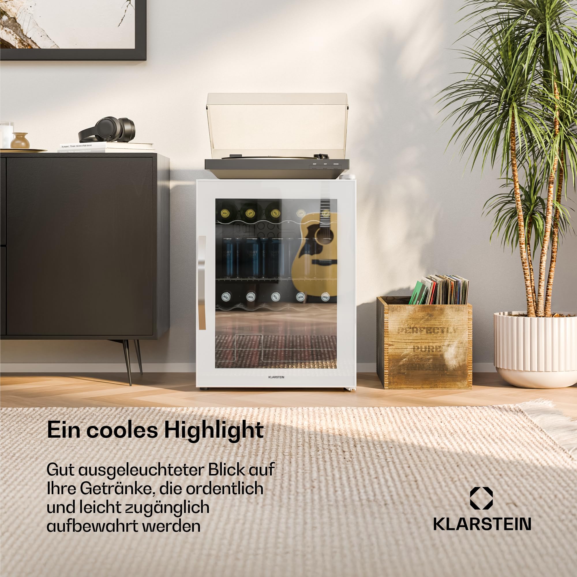 Beersafe Getränkekühlschrank 60 L – Mini Kühlschrank mit Glastür, Kupfer | LED-Beleuchtung, herausnehmbare Metallablagen, leise, Flaschenkühlschrank für Getränke & Dosen