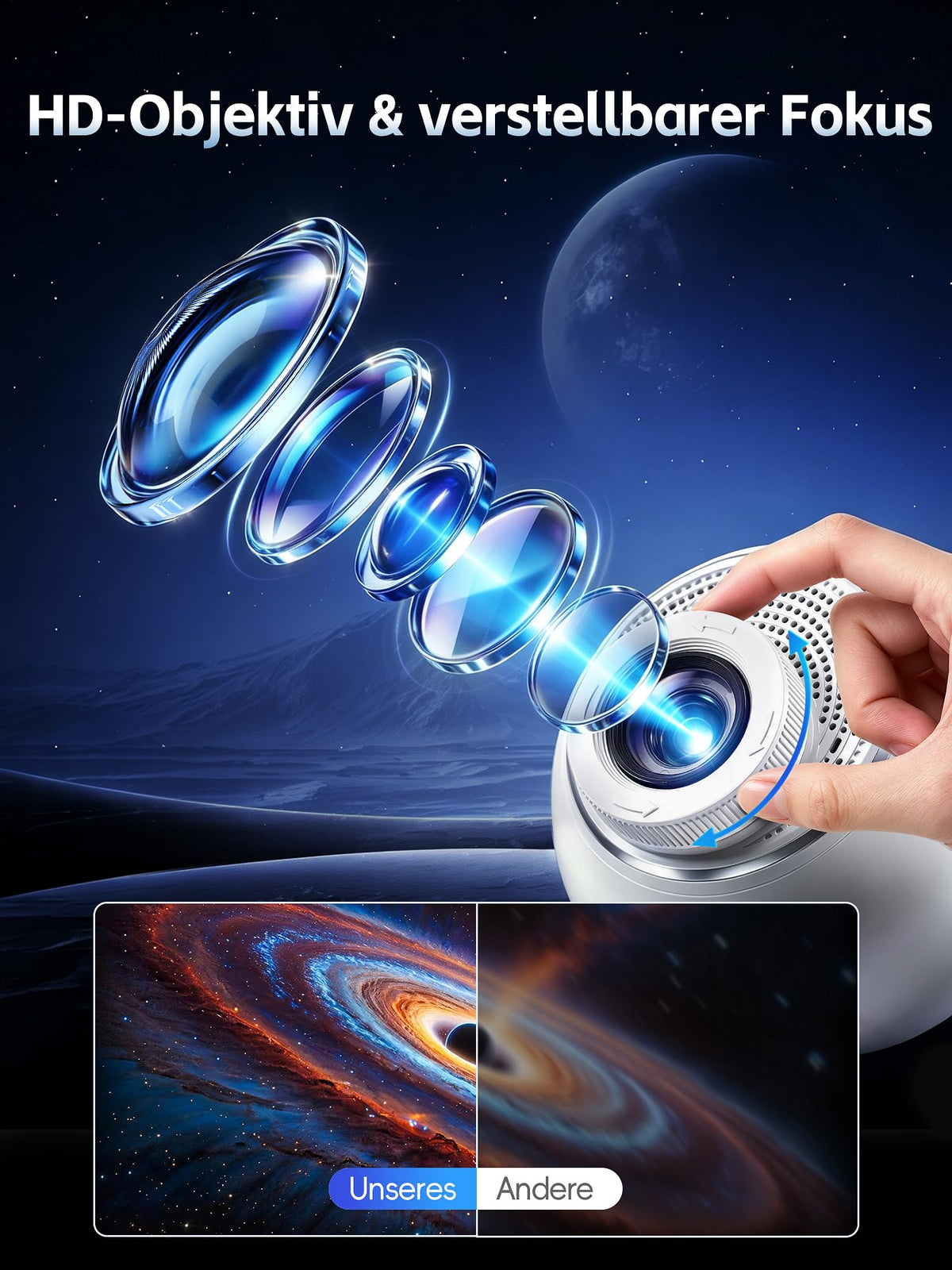 Sternenhimmel Projektor Galaxy Projector Geschenke Nachttischlampe
