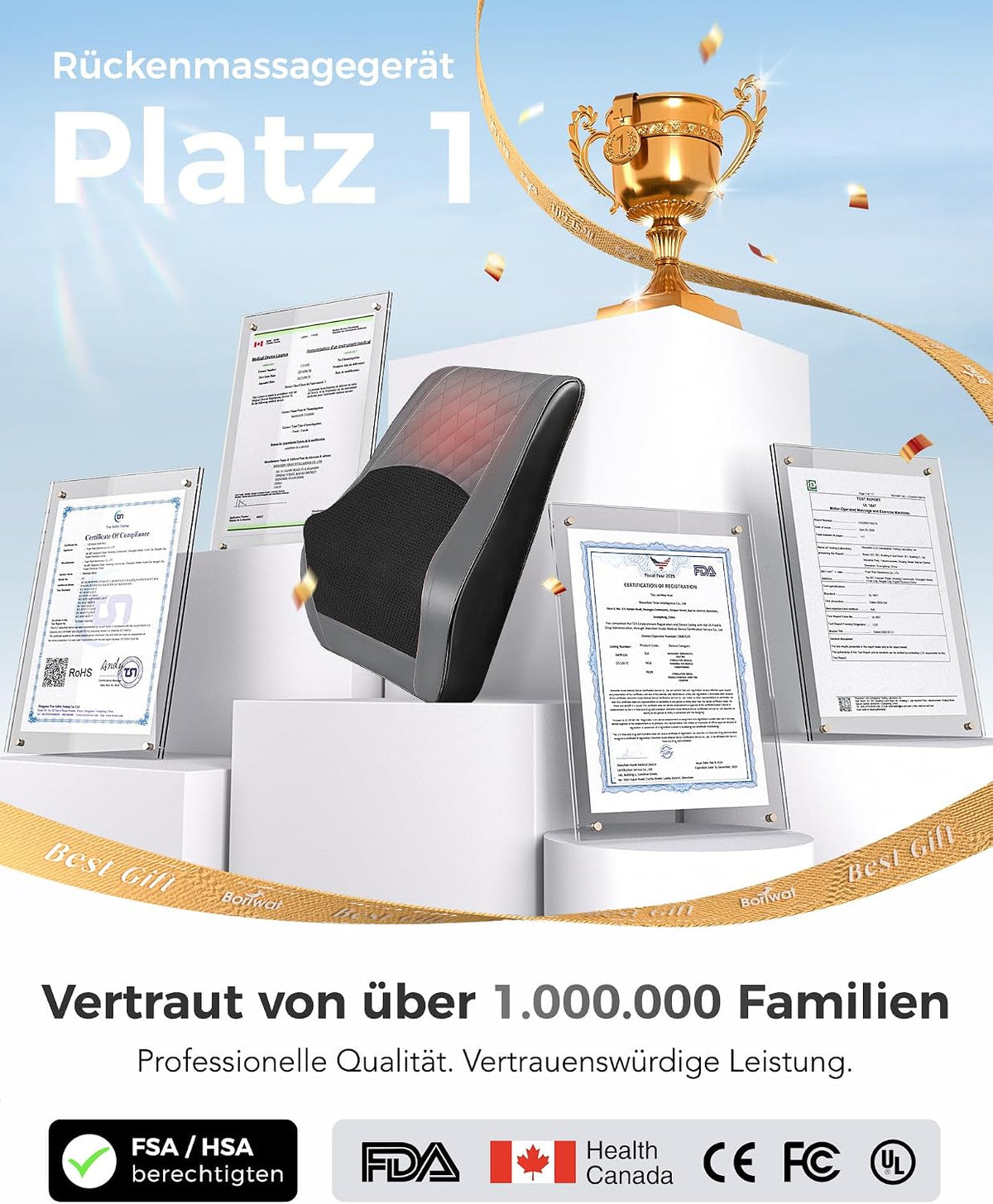 Nackenmassagegerät mit Wärme, Shiatsu Massagegeräte 3D Knet Rückenmassagegerät, Muskelschmerzlinderung für Nacken, Rücken, Beine, Geschenke für Männer, Frauen