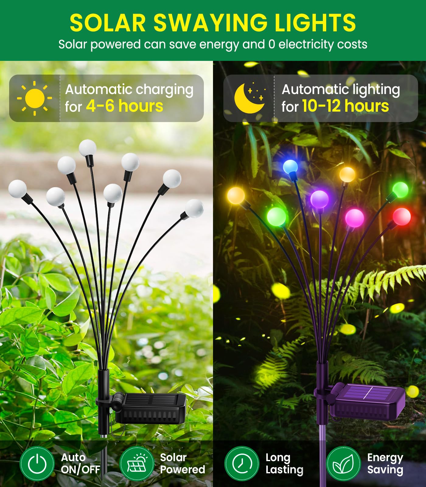 Solarlampen für Außen Garten 4 Stück, 32LED Superhelle 2 Lichtmodi Glühwürmchen Solarleuchten für Außen mit Warmweißem Licht IP65 Wasserdicht Schwingende Garten-Deko für Pathway Yard