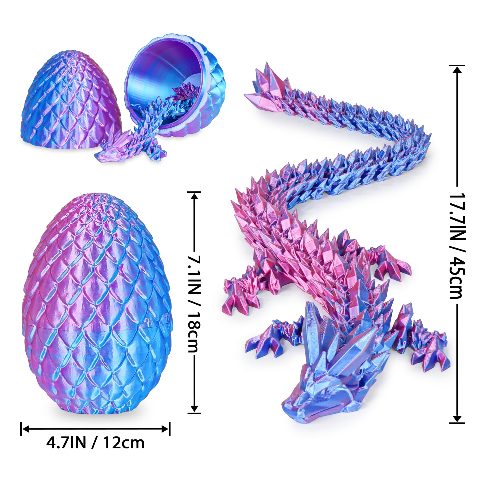 Überraschungseier - Drachenei mit Drachen im Inneren, Geschenke für Kinder und Erwachsene, 3D-gedrucktes Fidget-Spielzeug, perfekt für Weihnachten, Ostern, Geburtstage, Dekoration, Stressabbau