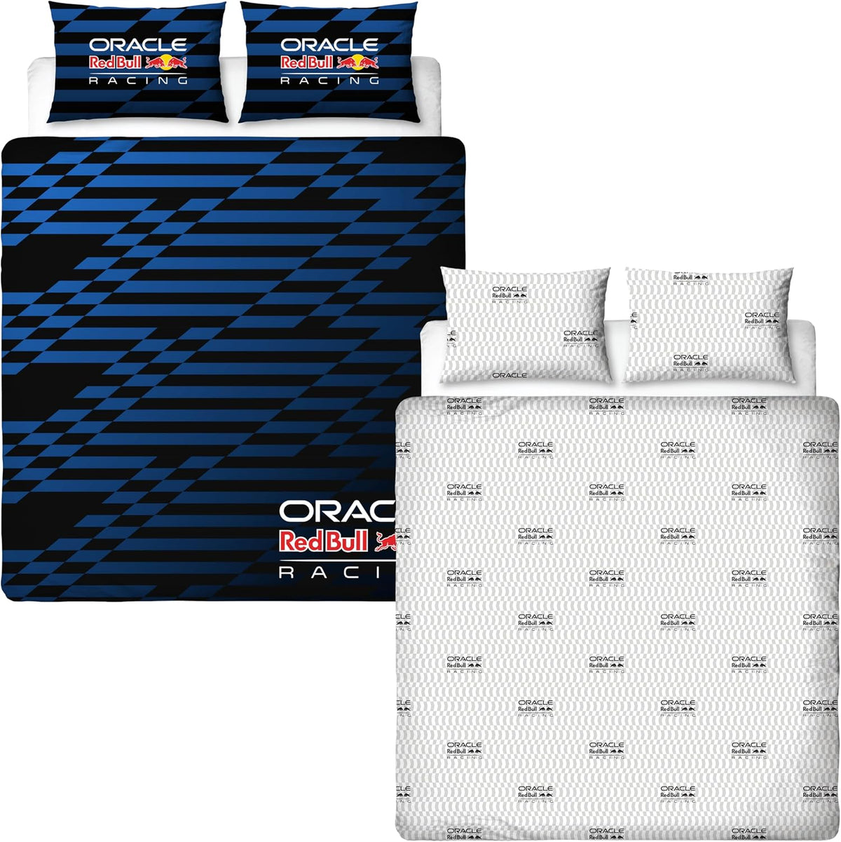 Character World Oracle Red Bull Racing Officially Licensed Double Duvet Cover Set | Automatic Design Reversible 2 Sided Blue Bedding Including Matching Pillow Cases Double Bed Set | Polycotton