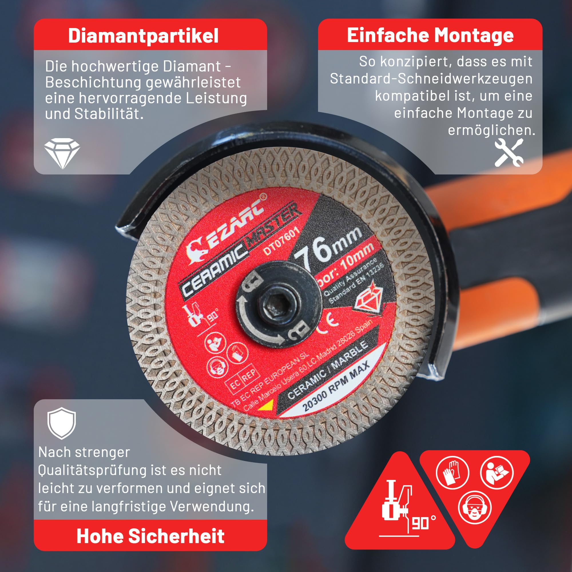 Diamantschneidscheiben 125mm Extra Thin Diamond Disc Cutting Disc für Fliesen Keramik Marmor Nass oder Trockenschnitt