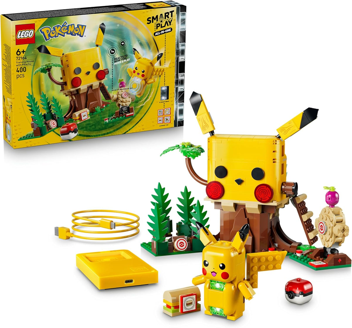 LEGO Pokémon SMART Play: Trainingshaus mit Pikachu - interaktives All-in-1 Spielset mit SMART Brick, 4 Tags, Figur und Ladegerät - Geschenkidee für Kinder ab 6 Jahren - 72164