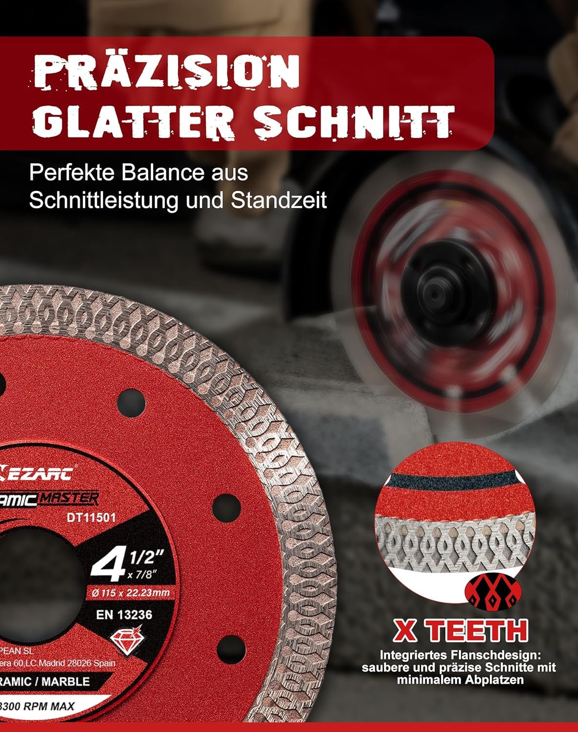 Diamantschneidscheiben 125mm Extra Thin Diamond Disc Cutting Disc für Fliesen Keramik Marmor Nass oder Trockenschnitt