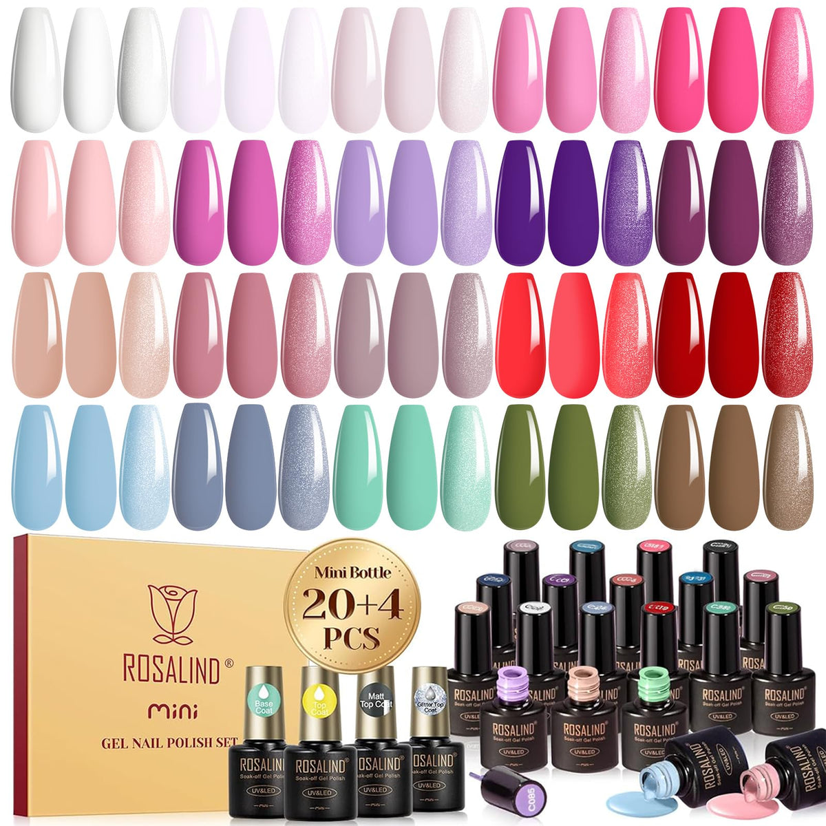 UV Nagellack Set Weiß Rosa Violett Rot Grün Blau Gel