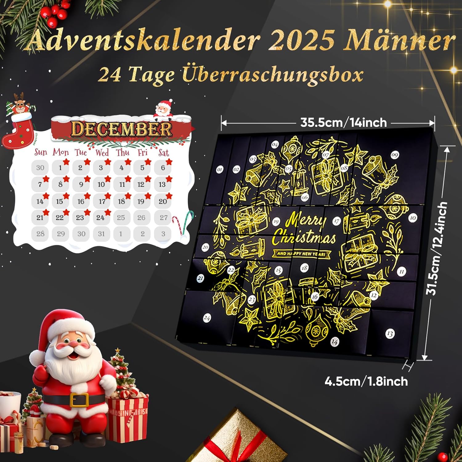 Adventskalender für Männer, Geschenkset für Männer, Bartpflegeset, Adventskalender