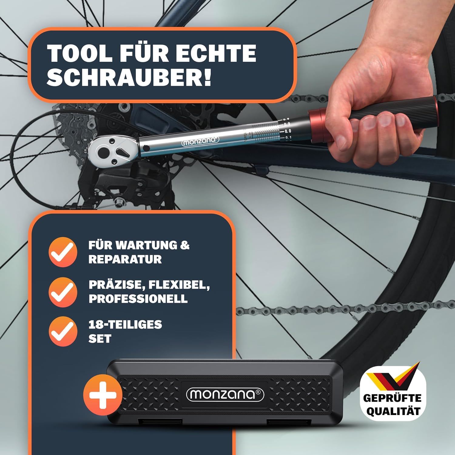 Fahrradmontageständer 30 kg mit Drehmomentschlüssel 1/4 Zoll Set Profi klappbar Tragetasche Reifenheber 1-25 Nm Bitset Transportbox