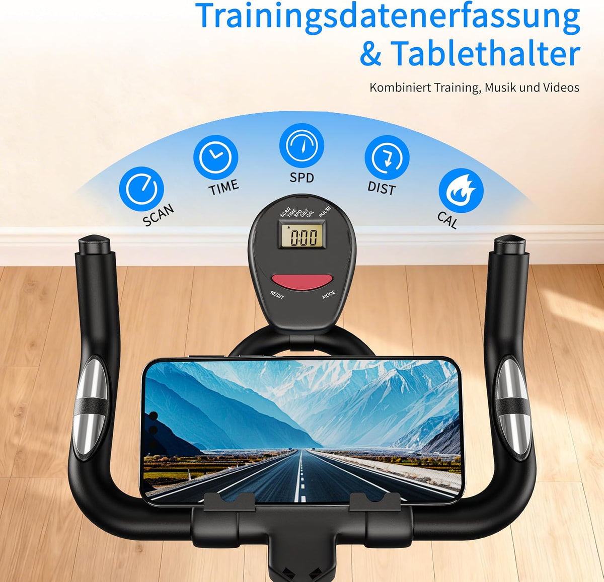 Heimtrainer Fahrrad, Leises Fitnessbike mit einstellbarem Magnetwiderstand, Indoor Cycling Bike mit LCD-Display, Ergonomischer Komfortsattel für Home Gym Indoor Cycling