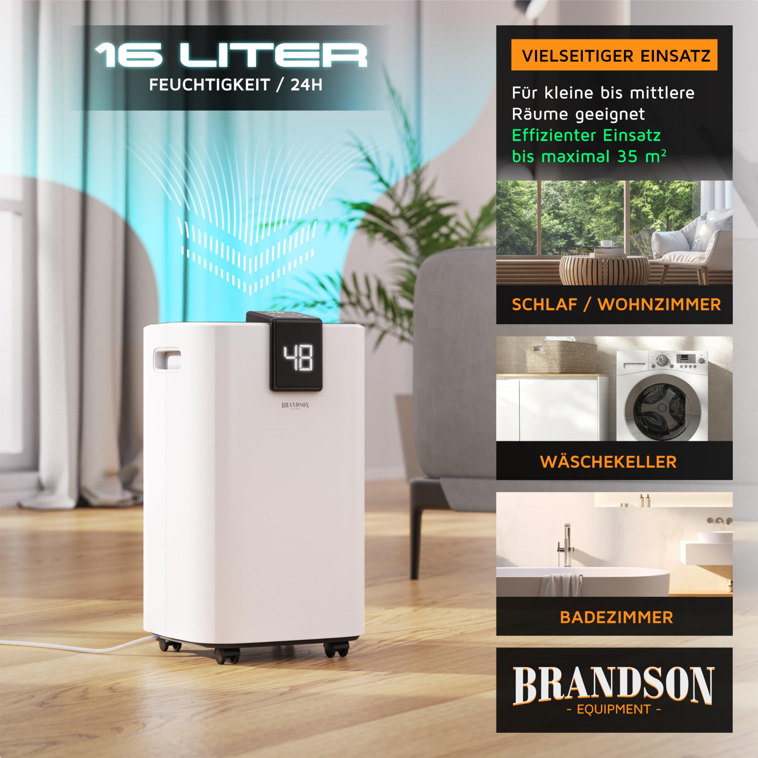 WLAN Luftentfeuchter mit Kompressor elektrisch - 10 Liter - WiFi Dehumidifier Raumentfeuchter – mit App - Schlauch-Entwässerung