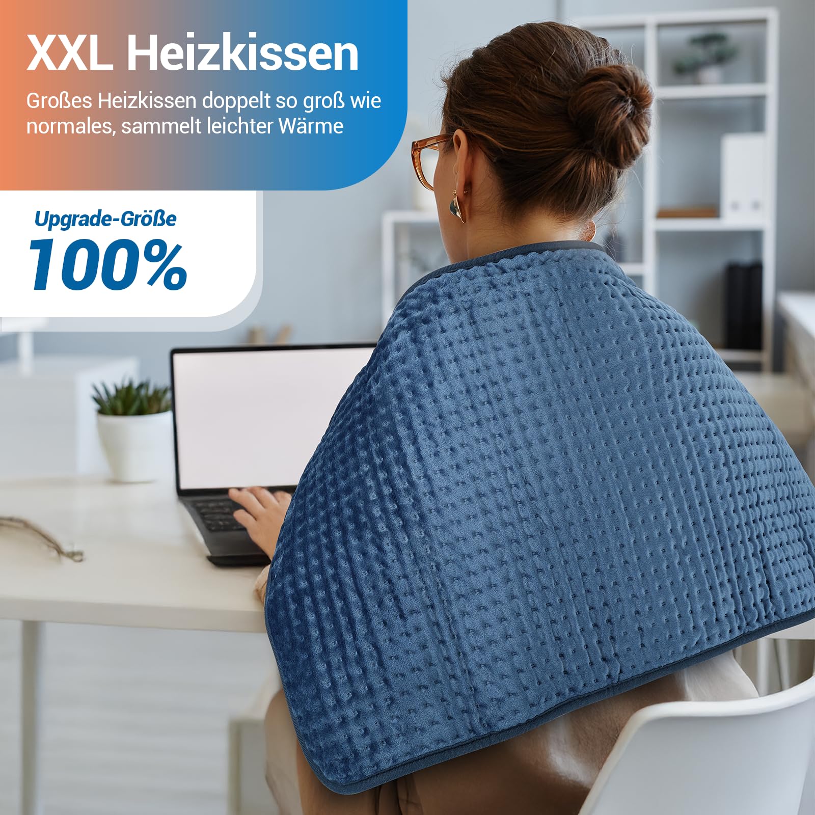 Ultraweiches Heizkissen mit automatischem Ausschalten, elektrisches Heizkissen mit Sicherheitssystem für Rücken, Hals, Schultern, Bauch, maschinenwaschbare Heizdecke (30 x 60 cm)