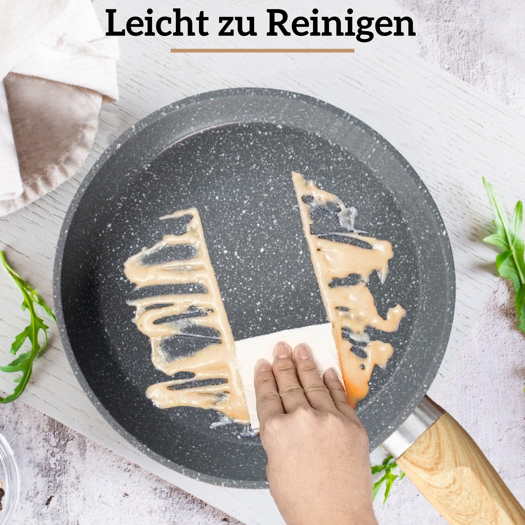 17-teiliges Induktions-Kochgeschirrset mit Glasbeton und Granitbeschichtung einschließlich Pfannen und Töpfen (grau, 17 Stück)