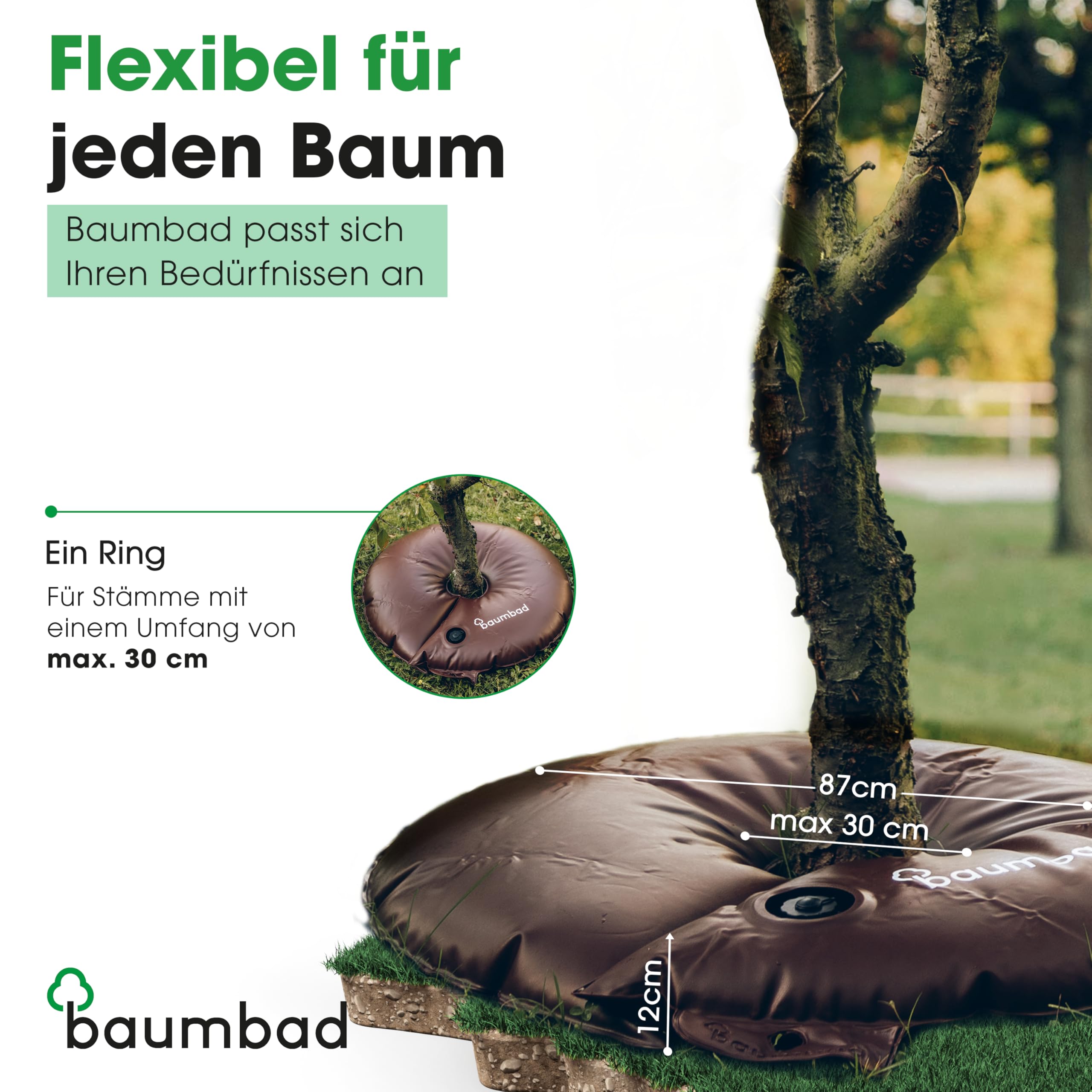 Premium Bewässerungsring 55 Liter, PVC UV Beständig, Baumring zur Bewässerung in Braun