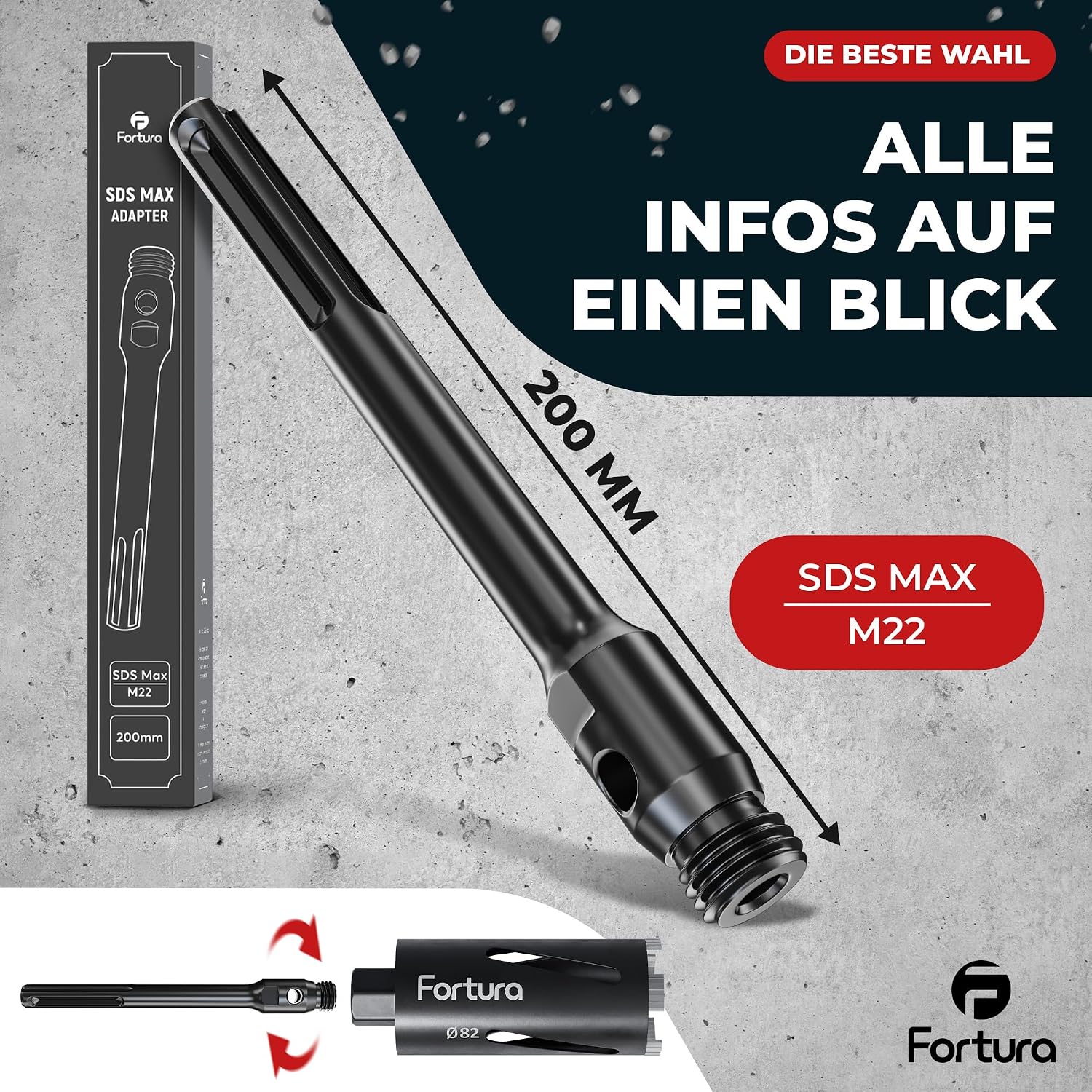 Kernbohrer/Bohrkrone Ø32-162mm / 200mm Länge/SDS Plus/Dosenbohrer/Diamantbohrkrone/Bohrkrone Steckdose/Kernlochbohrer/Diamant