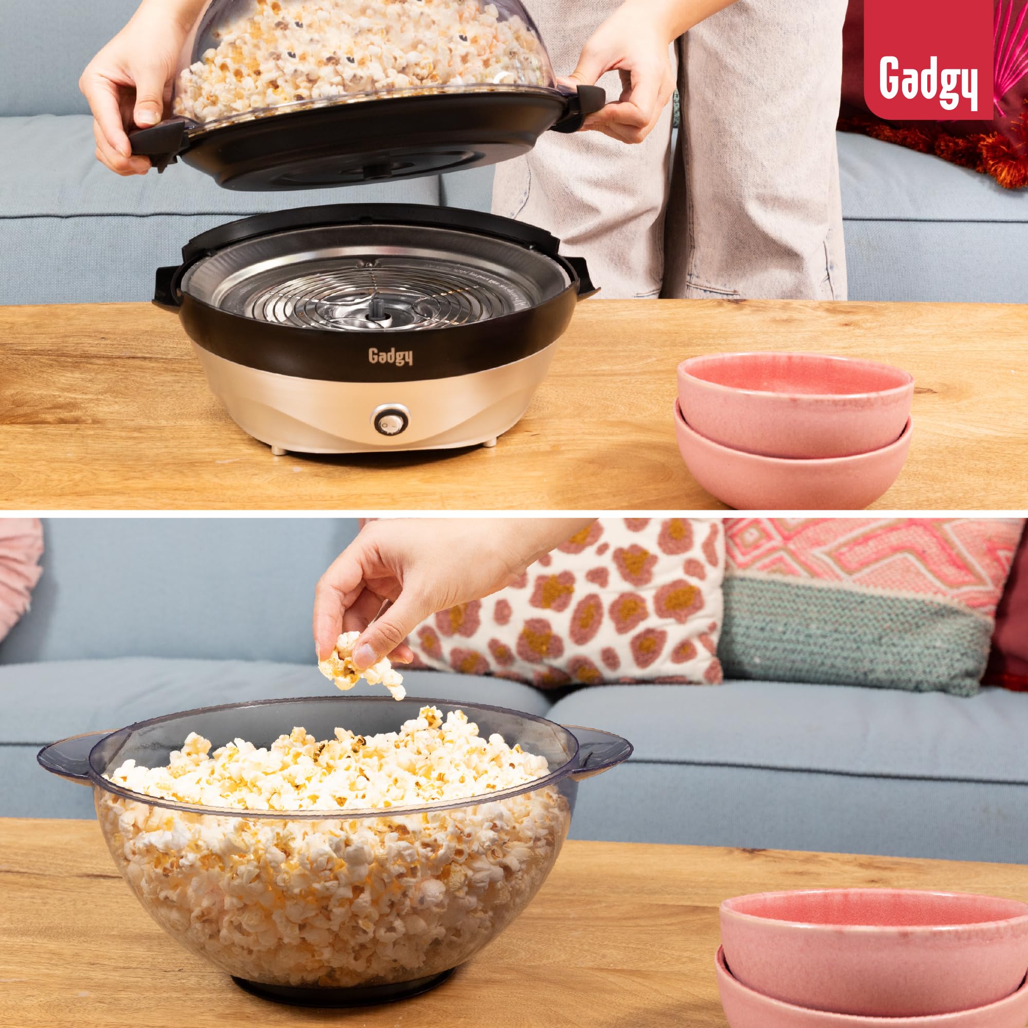 Popcorn Machine Large - Retro Popcorn Maker 5 L - Popcorn Maker with Non-Stick Coating and Removable Heating Surface - Popcorn Machine Red - Popcorn Machine 800 W - Popcorn Machine