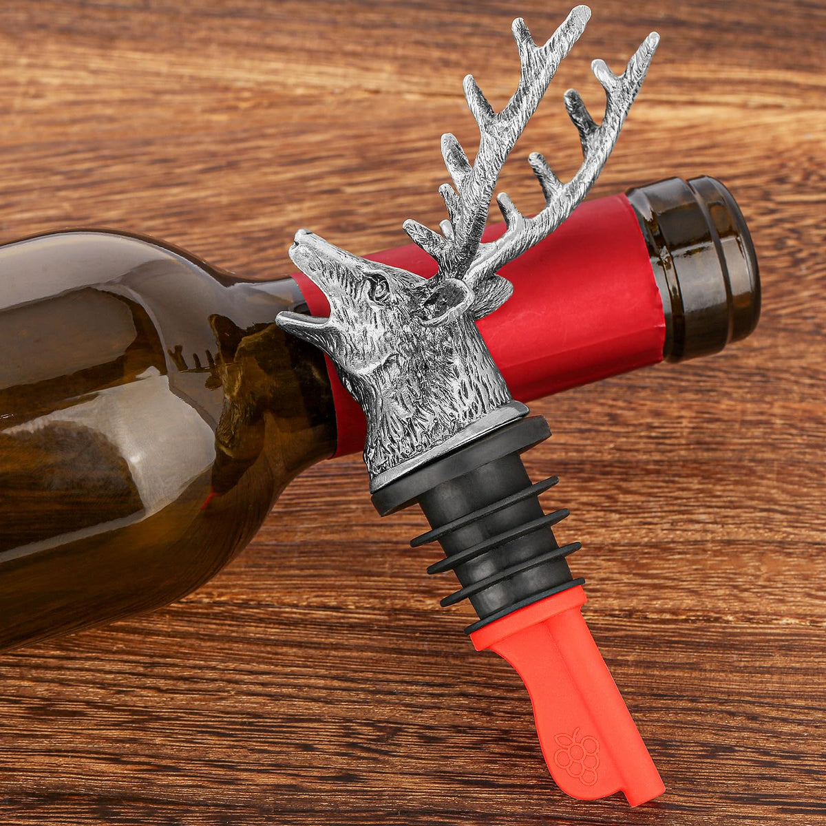 Hirschkopf 2-in-1 Weinflaschenausgießer und Stopper mit Geschenkbox Männer Frauen Jagdgeschenke für Jäger Likörflasche Ausgießer Alkohol Spirituosen Hirsch Wein Geschenke Saver