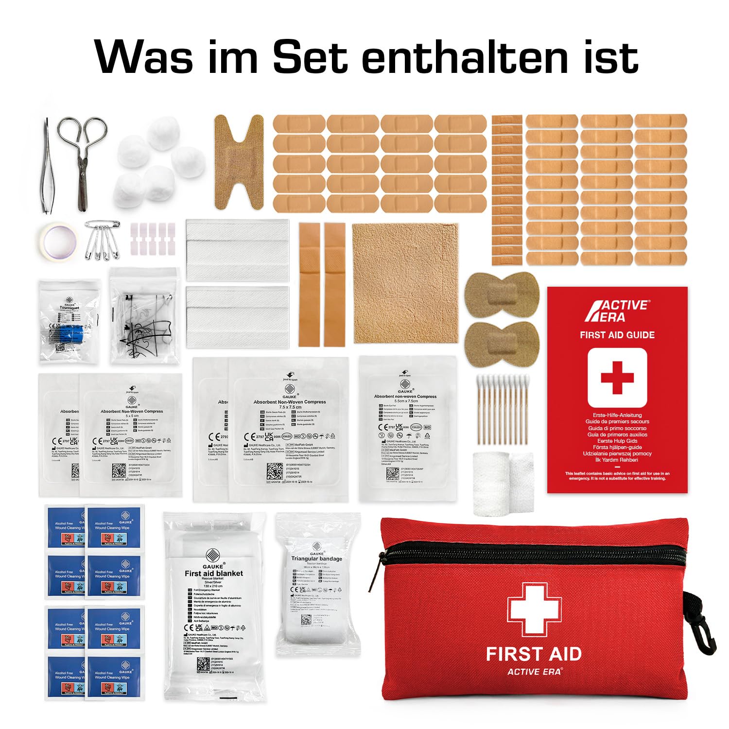 Active Era Premium Erste-Hilfe-Kit - 120-teilige Erste-Hilfe-Kit - Notfallausrüstung einschließlich Kühlpackungen, Pflaster, Rettungsdecke für zu Hause, Reisen oder als Erste-Hilfe-Kit im Freien - ISO 13485