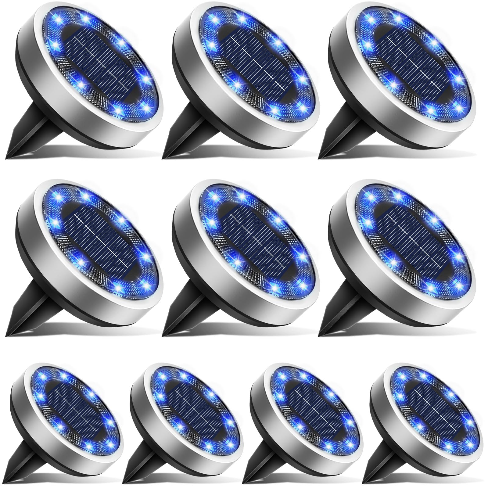 Solar Bodenleuchten Aussen, 8 LED Gartenbeleuchtung Solar Wasserdicht Boden Solarleuchten, Solarlampen für Außen Garten Rasen Auffahrt Gehweg