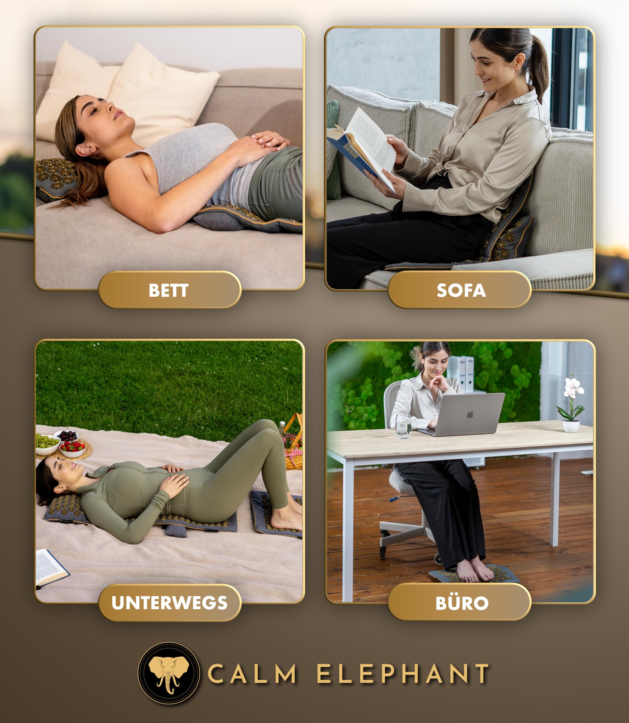 Echte Akupressurmatte mit Kissen XXL Set aus 5 Massagematten Rückenspannung Entlastung Akupunkturmatte mit Wärmefunktion, Lumbalkissen, Doormatte & Tasche, Grau