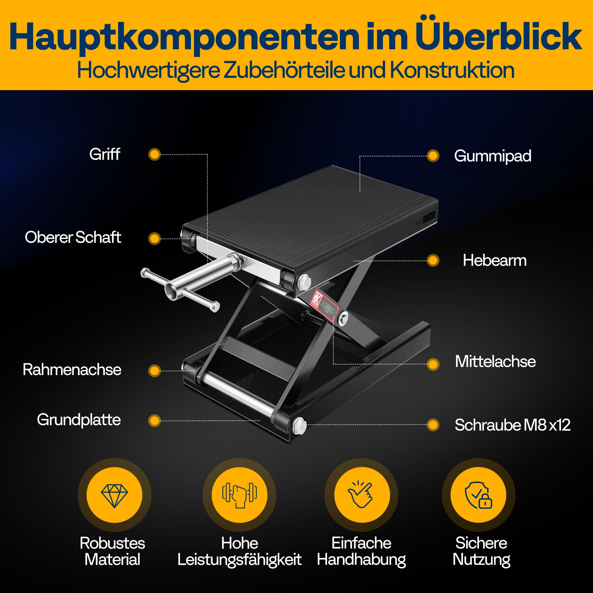 Motorrad Lift 500 kg Stahl-Schereheber mit breitem Deck und Kurbel für Motorräder Off-Road-Fahrzeuge Schmutzfahrräder