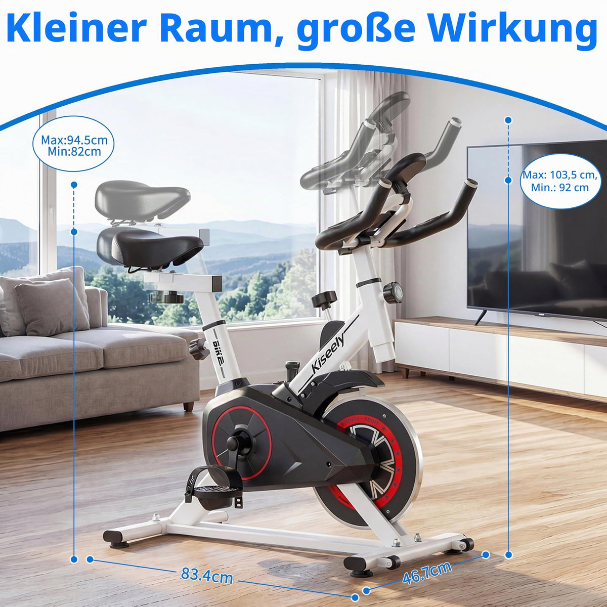 Heimtrainer Fahrrad, Leises Fitnessbike mit einstellbarem Magnetwiderstand, Indoor Cycling Bike mit LCD-Display, Ergonomischer Komfortsattel für Home Gym Indoor Cycling