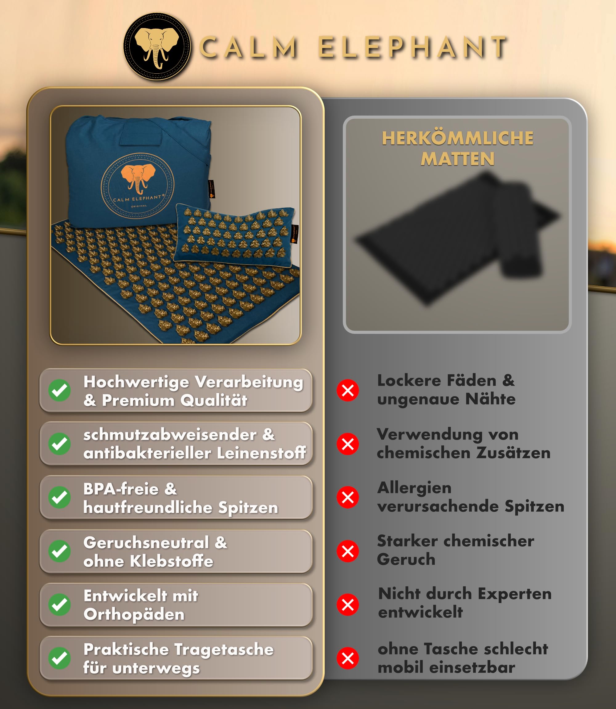 Echte Akupressurmatte mit Kissen XXL Set aus 5 Massagematten Rückenspannung Entlastung Akupunkturmatte mit Wärmefunktion, Lumbalkissen, Doormatte & Tasche, Grau