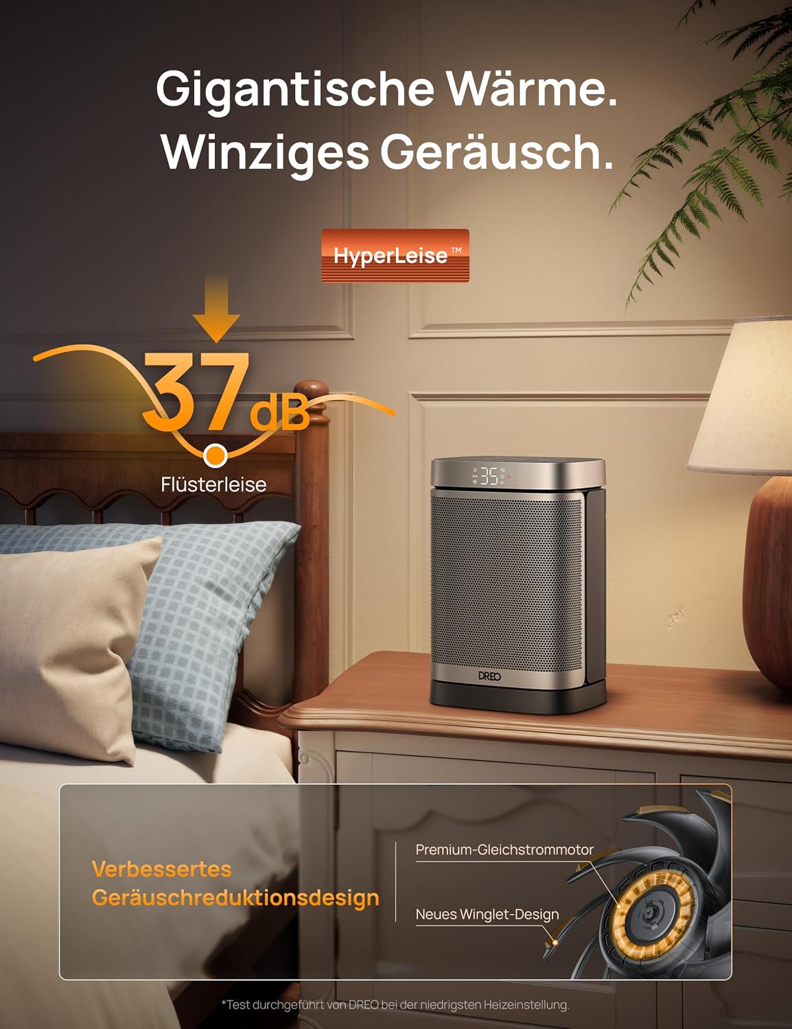 Heizlüfter Energiesparend Klein, 1500W Heizung Elektrisch mit Thermostat, 70° Oszillierend Elektroheizung, PTC Keramik Heizlüfter Leise, ECO-Modus, 12-Std-Timer, Überhitzungs- & Kippschutz