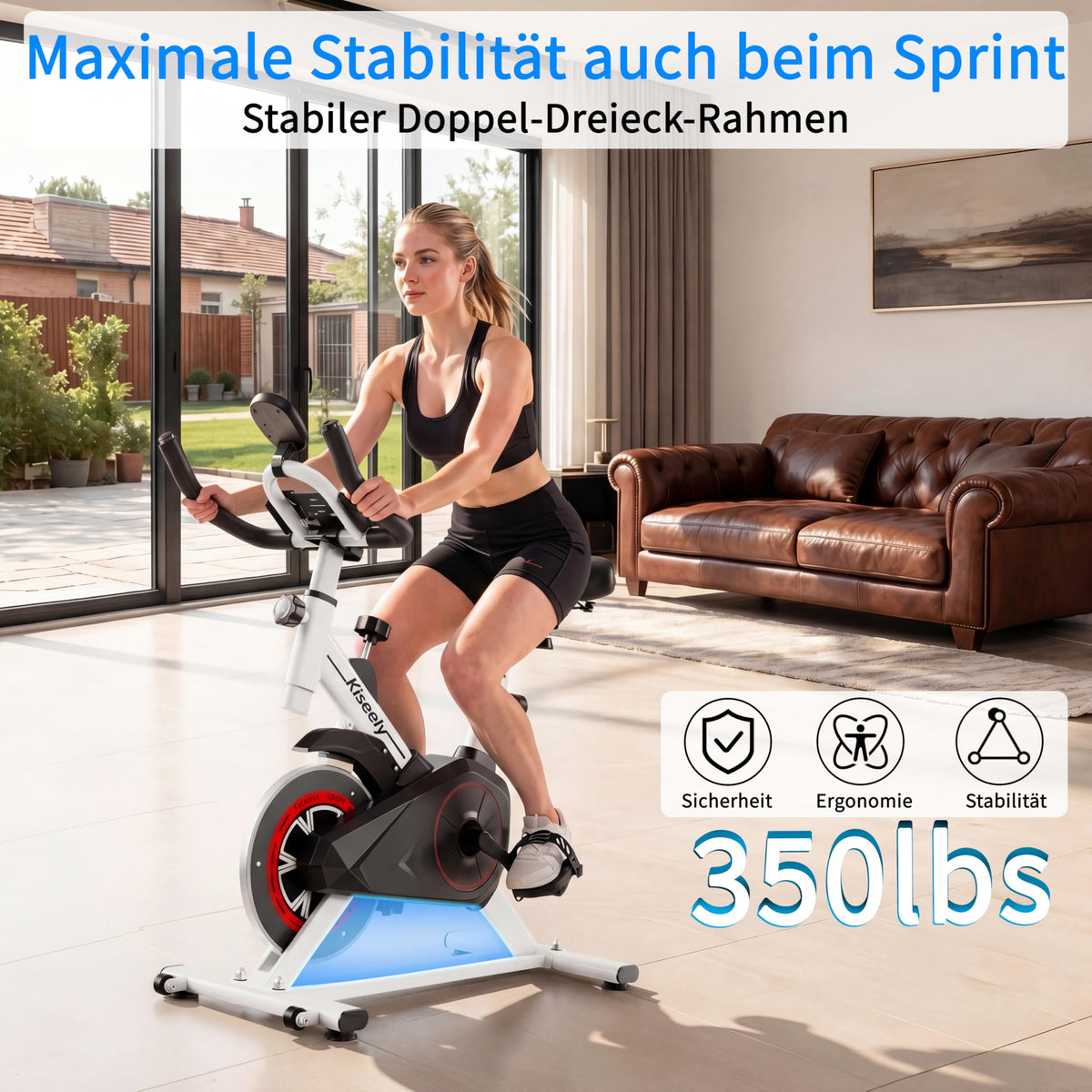 Heimtrainer Fahrrad, Leises Fitnessbike mit einstellbarem Magnetwiderstand, Indoor Cycling Bike mit LCD-Display, Ergonomischer Komfortsattel für Home Gym Indoor Cycling