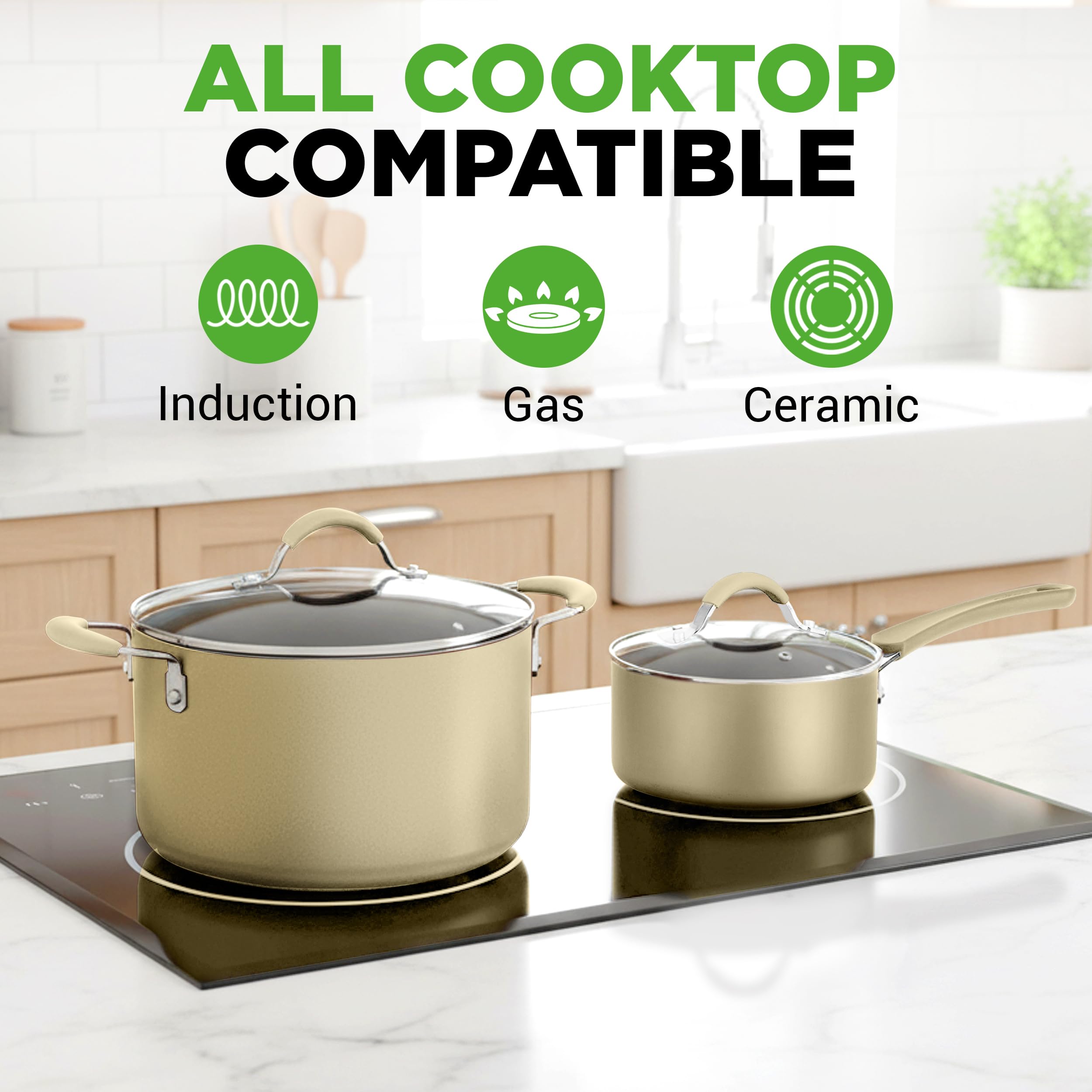 20-teiliges Non-Stick-Saucepan, Pfannen- und Backformset - Kochset PFOA/PFOS frei für Gas, Strom, Keramik und Induktion - Enthält Pfannen, Töpfe, Backdosen, Laibdose, Muffinform