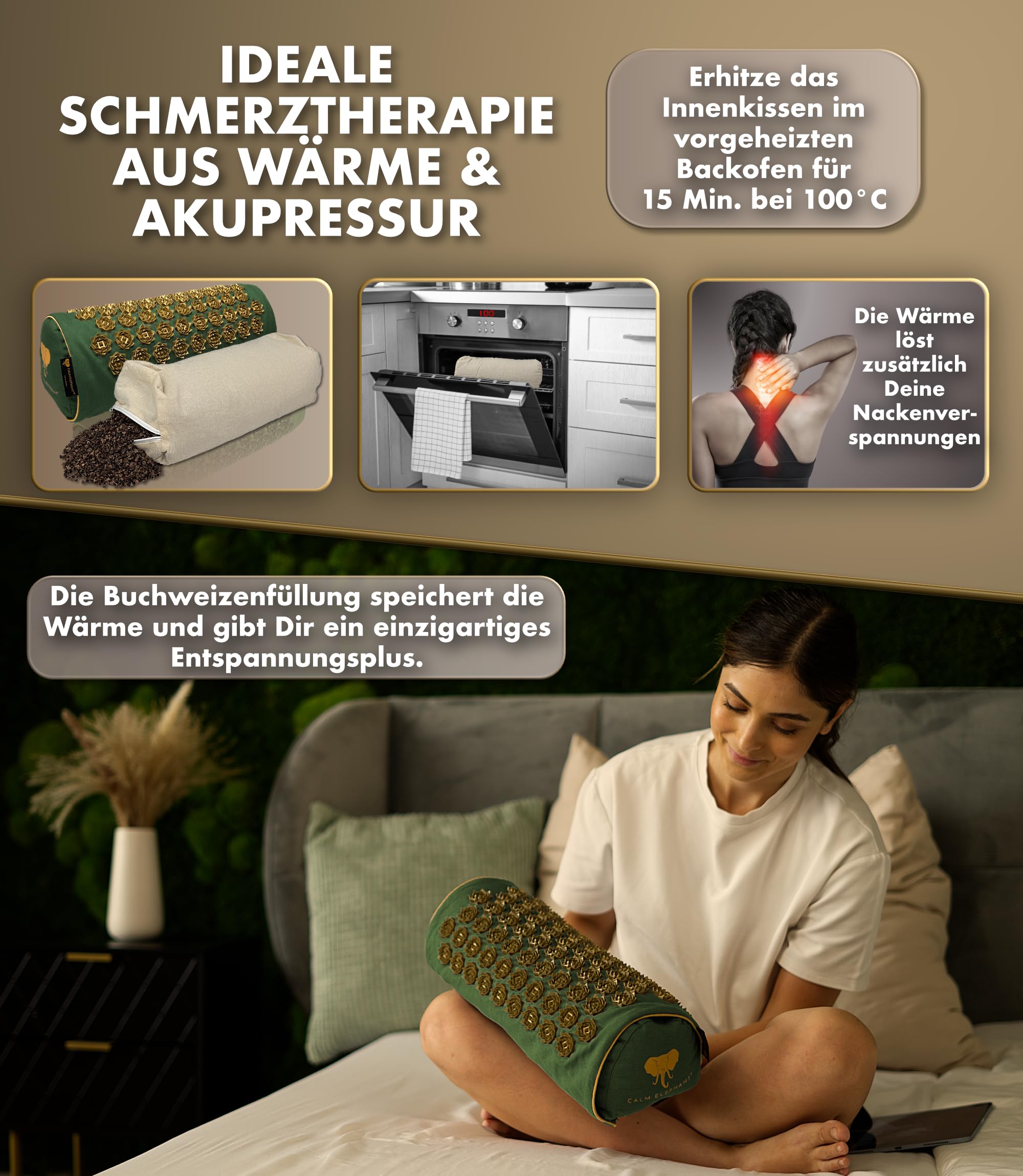 Echte Akupressurmatte mit Kissen XXL Set aus 5 Massagematten Rückenspannung Entlastung Akupunkturmatte mit Wärmefunktion, Lumbalkissen, Doormatte & Tasche, Grau