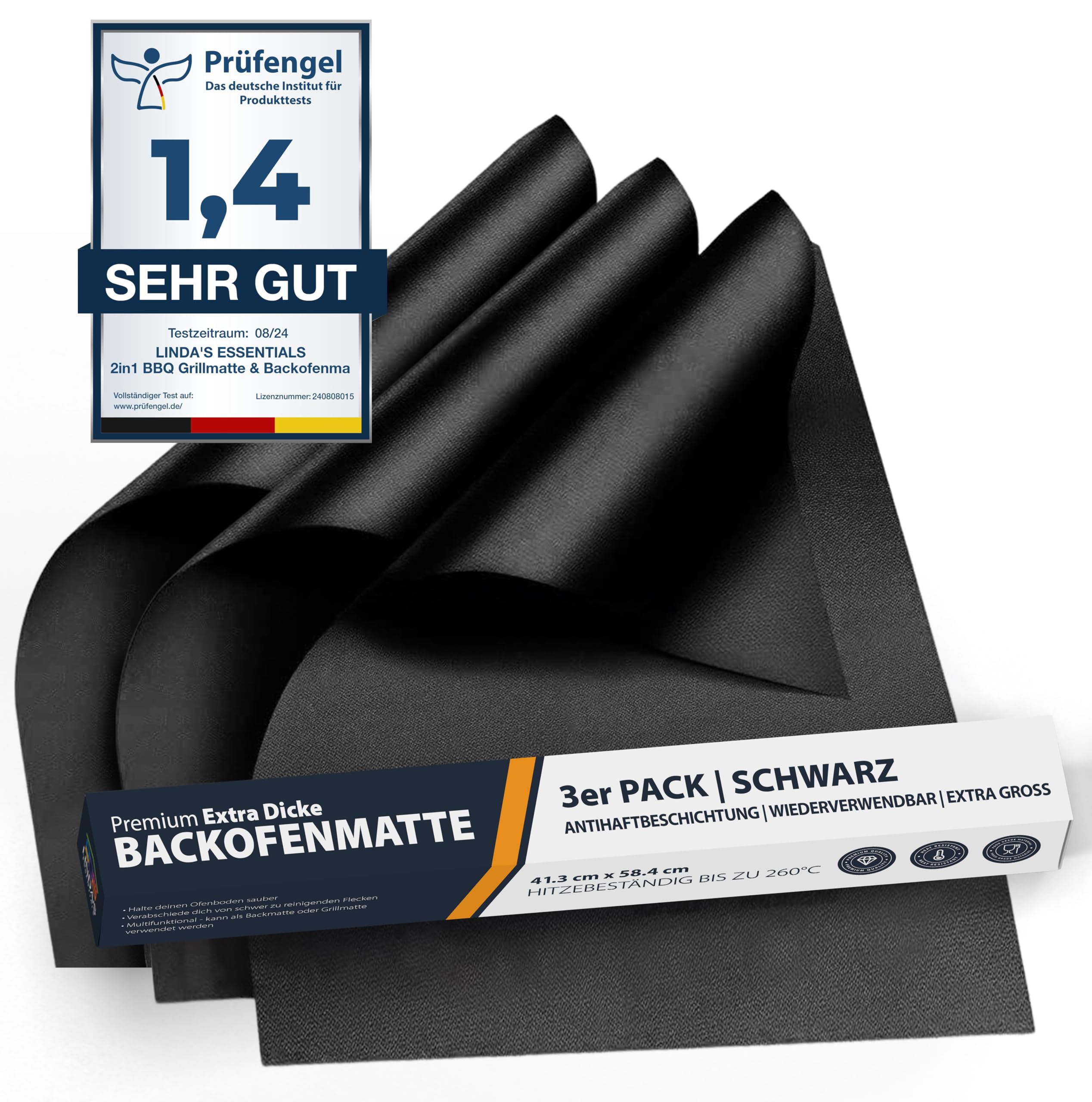 Dauerbackfolie für Backofen und Grill, Backpapier wiederverwendbar geeignet für Elektro- und Gasbackofen, antihaftbeschichtet, für den Backofenboden, BPA- und PFOA-frei (3er Pack)