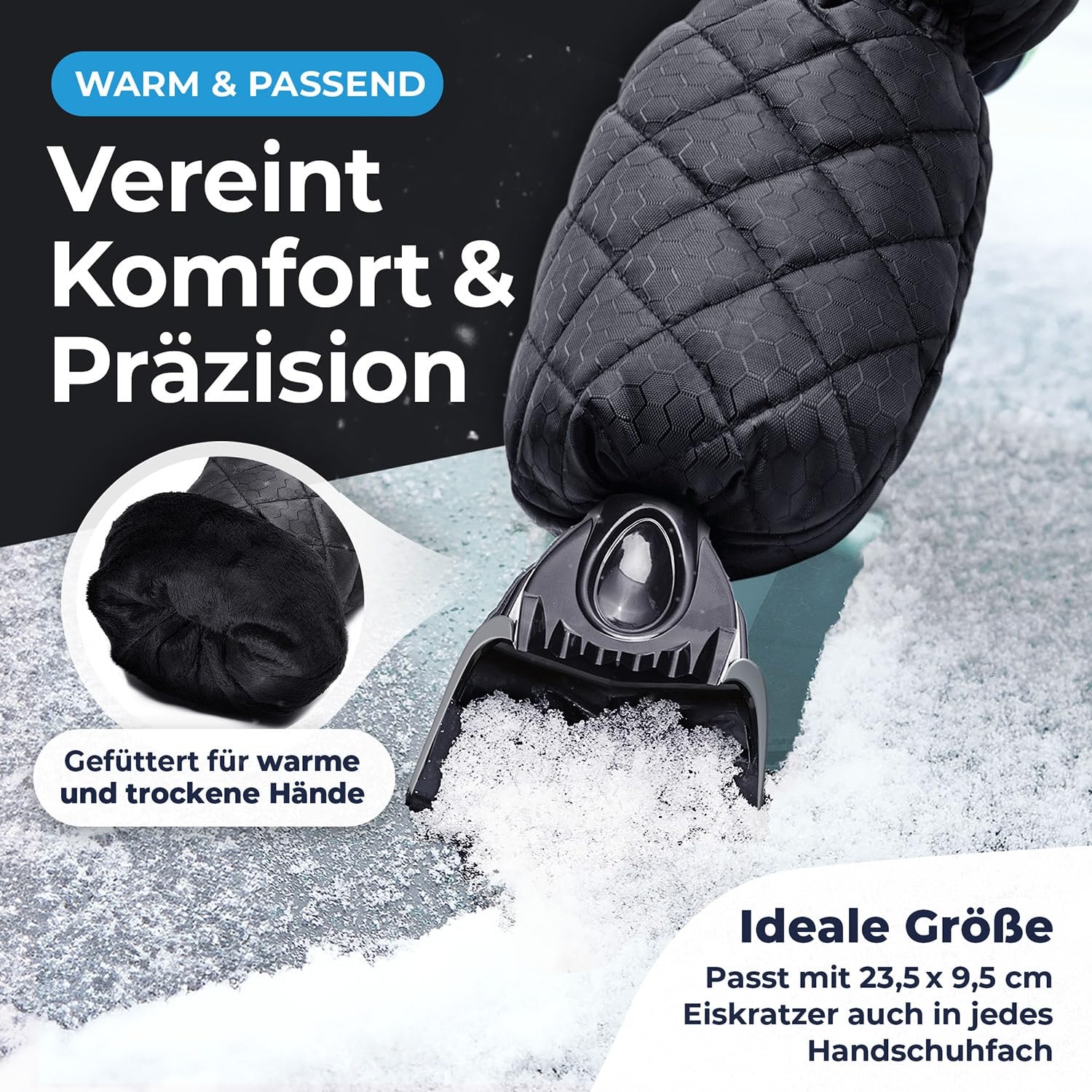 Eiskratzer mit Handschuh Testsieger 2025* - "Ice Monster" - Top-Effizienz kombiniert mit 100% Komfort
