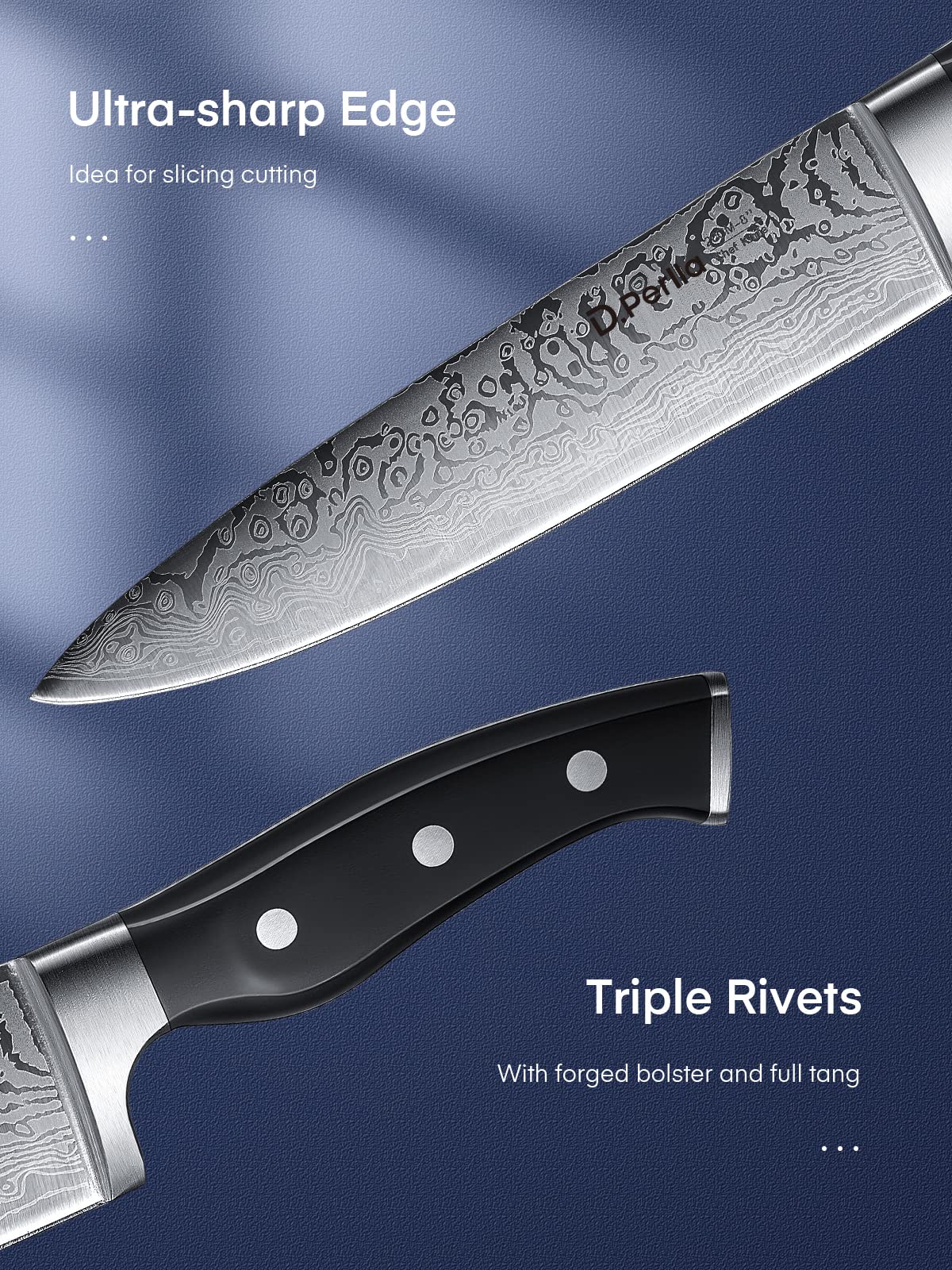 Messerblock Set, 14-teiliger selbstschärfender Messerblock mit Messer, scharfer Edelstahlmessersatz mit Kunststoffgriff und Holzblock, professionelles Küchenmesserset