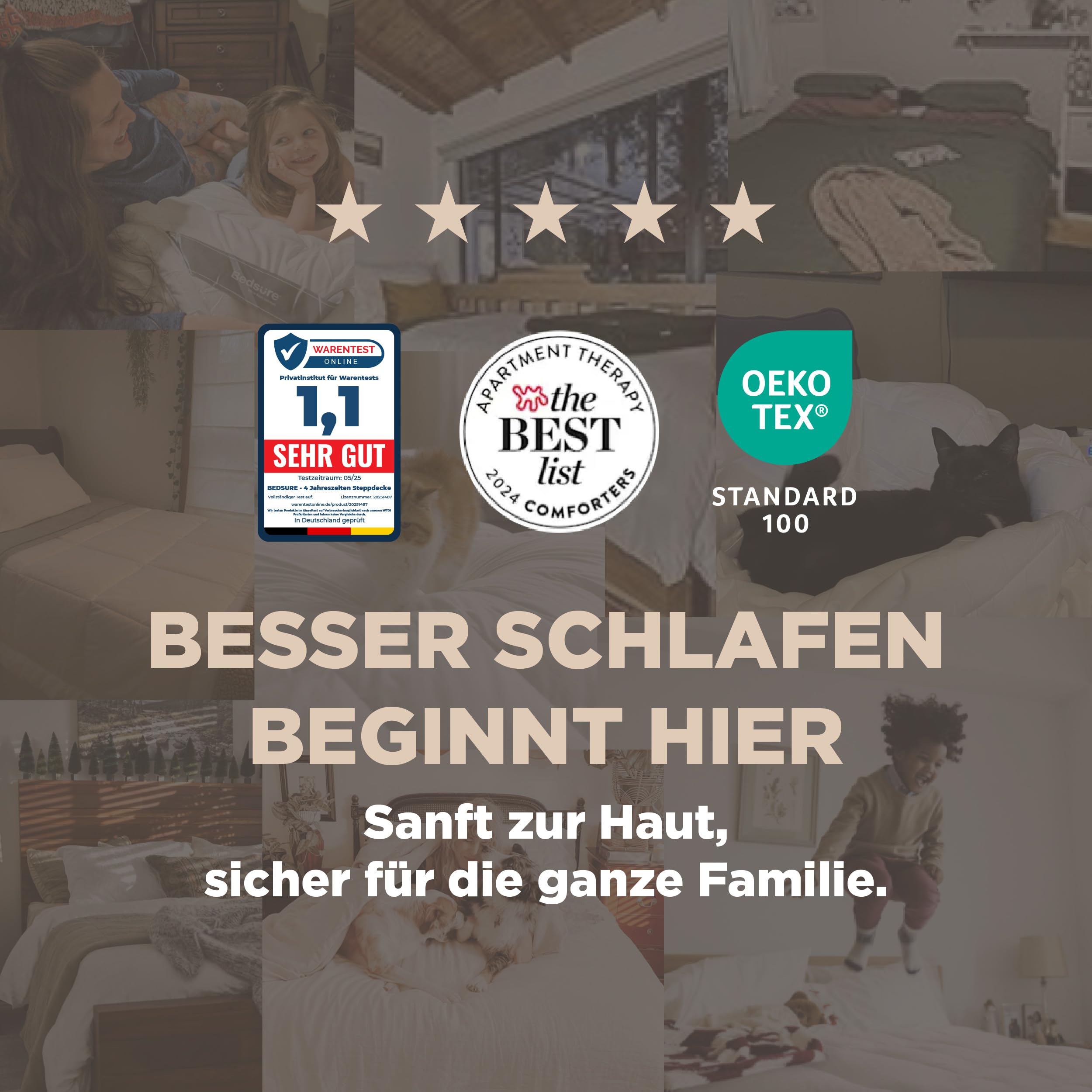 BEDSURE Bettdecke Ohne  - Bettdecke für Allergiker, Warm & Gemütlich Ganzjahresdecke 300GSM Füllung, Waschbare Duvet für 4 Jahreszeiten, Grau/Hellgrau