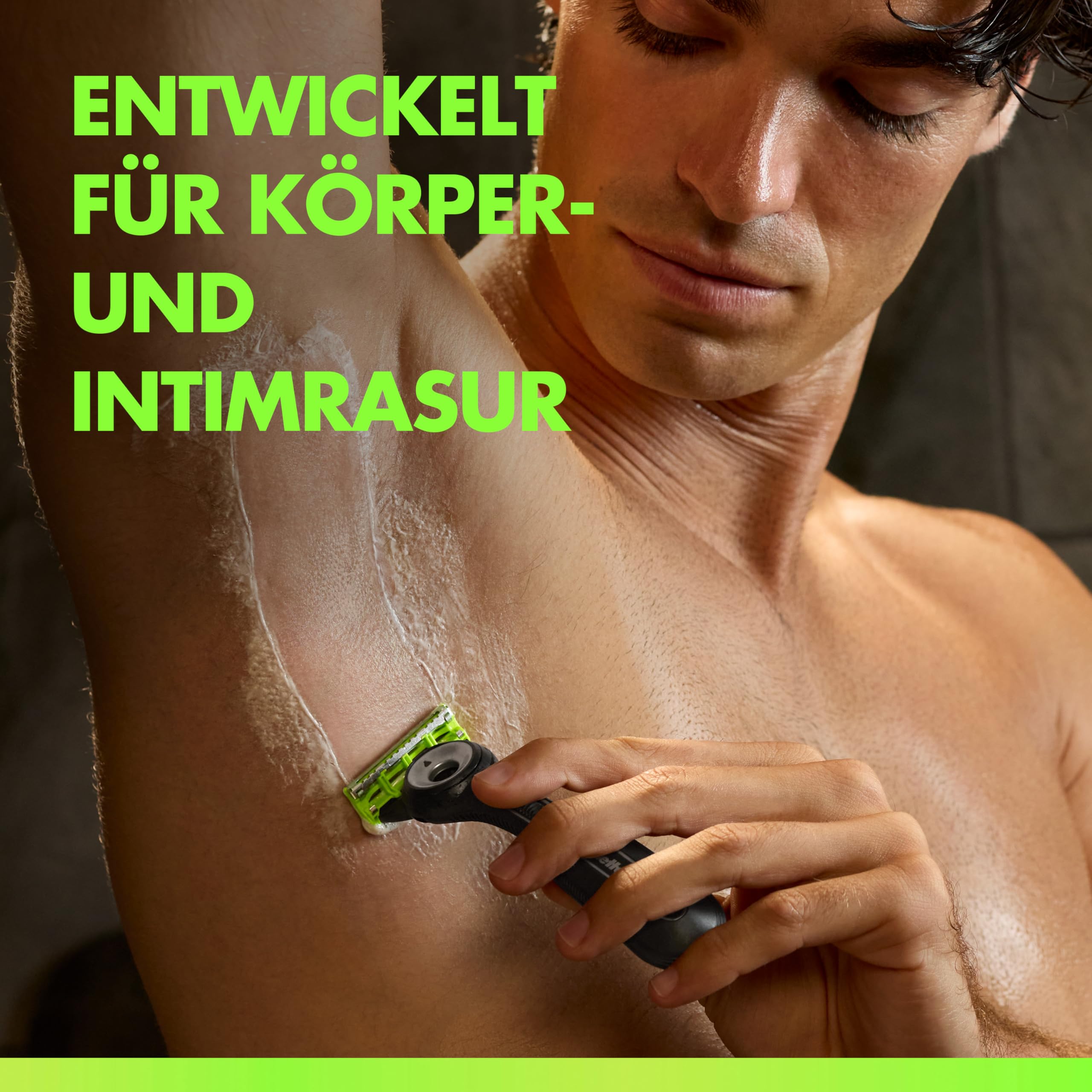 Gillette Labs Body & Intimate Rasierklingen, 12 Original Ersatzklinge, Grün
