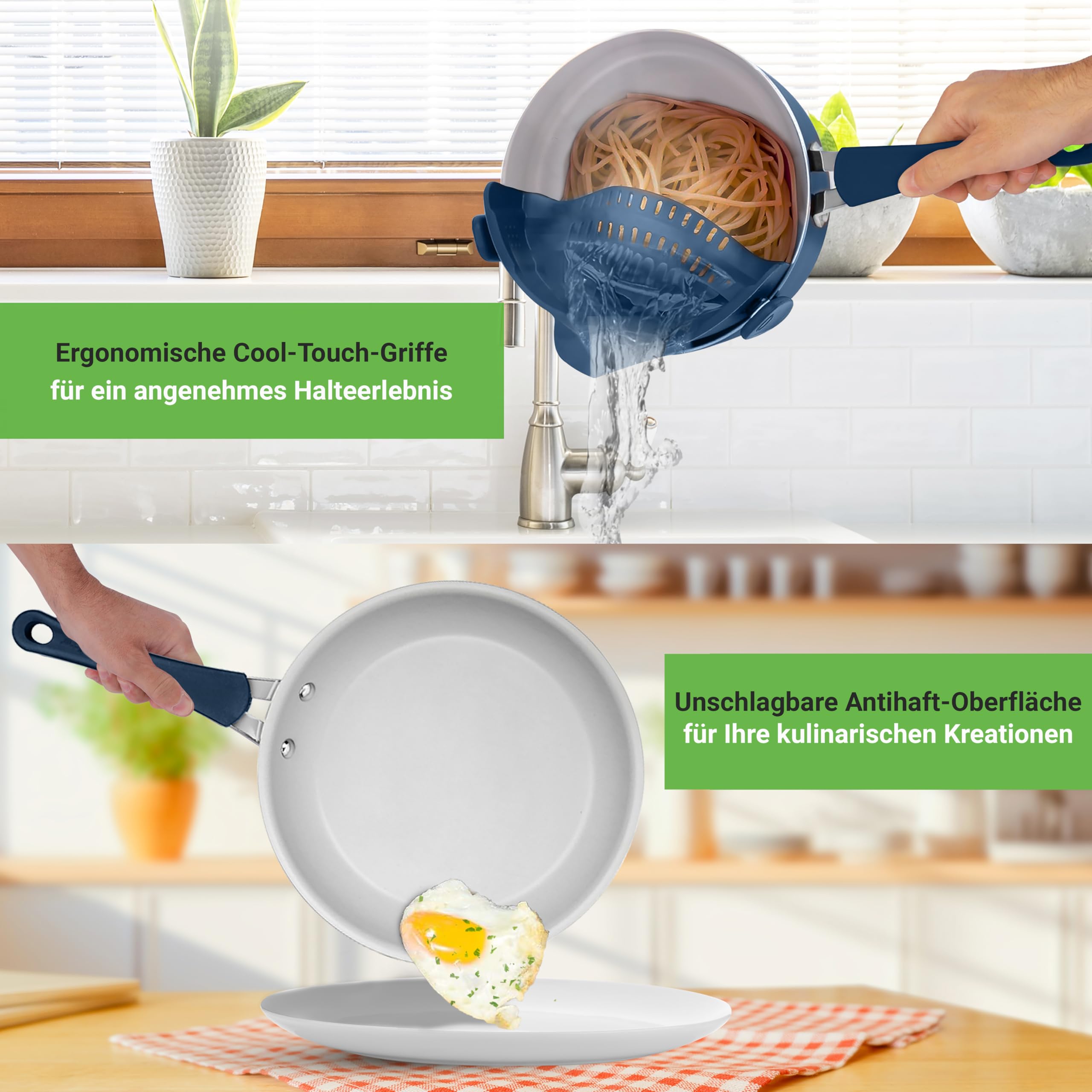 20-teiliges Non-Stick-Saucepan, Pfannen- und Backformset - Kochset PFOA/PFOS frei für Gas, Strom, Keramik und Induktion - Enthält Pfannen, Töpfe, Backdosen, Laibdose, Muffinform