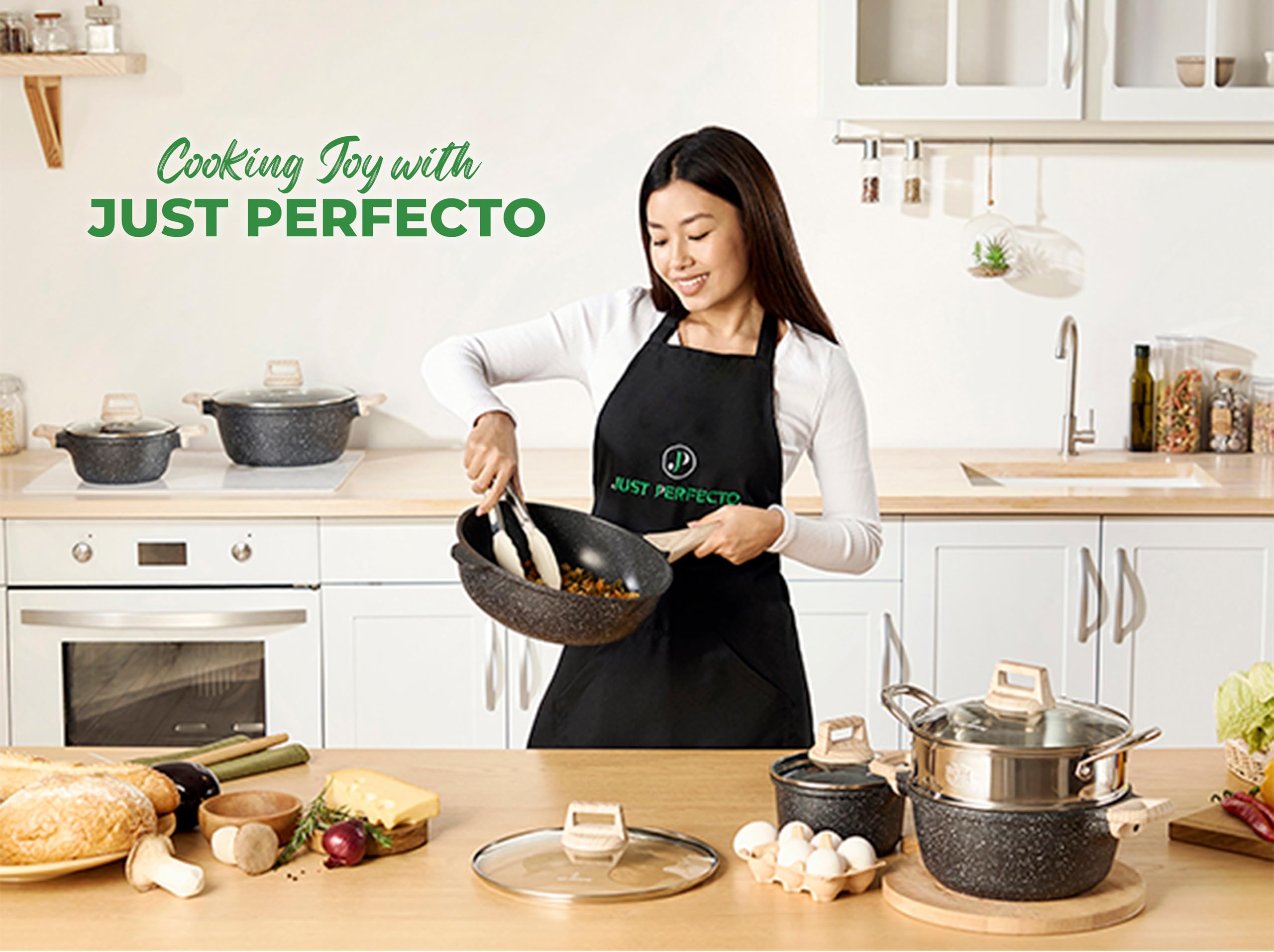 Induktionsgefässe - Pfannenset mit Deckel - Induktionsgefässe Set - Töpfe & Pfannen Set ohne PTFE und PFOA - Kochgeschirr-Topf-Induktion