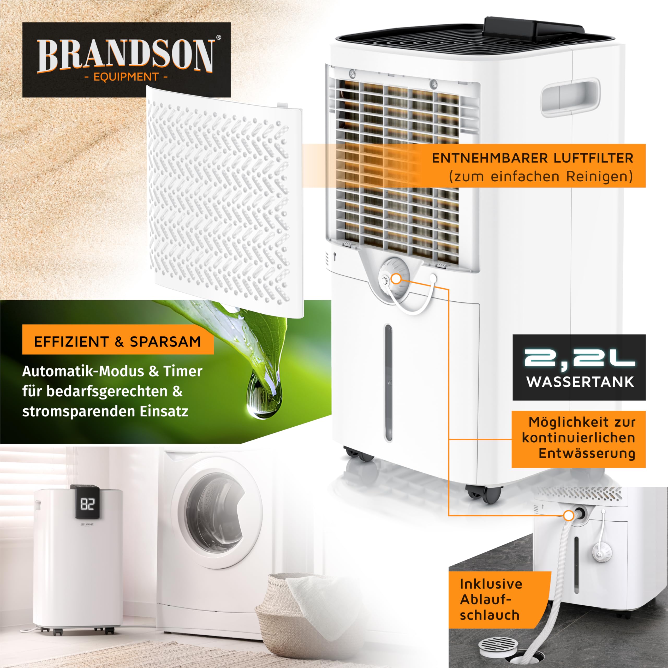 WLAN Luftentfeuchter mit Kompressor elektrisch - 10 Liter - WiFi Dehumidifier Raumentfeuchter – mit App - Schlauch-Entwässerung