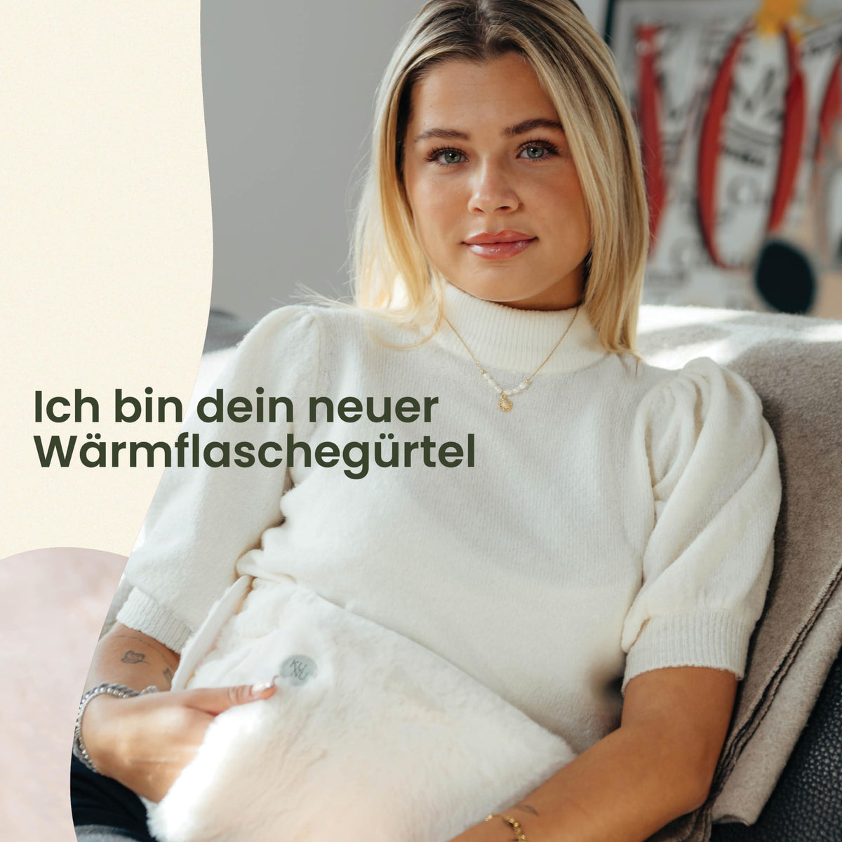 Wärmflaschengürtel - Premium Wärmflasche Lang mit Gürtel zum umbinden - 130cm Perioden Wärmegürtel - Plüsch Wärmflasche mit Bezug - Wärmflasche Gürtel mit Geschenkverpackung