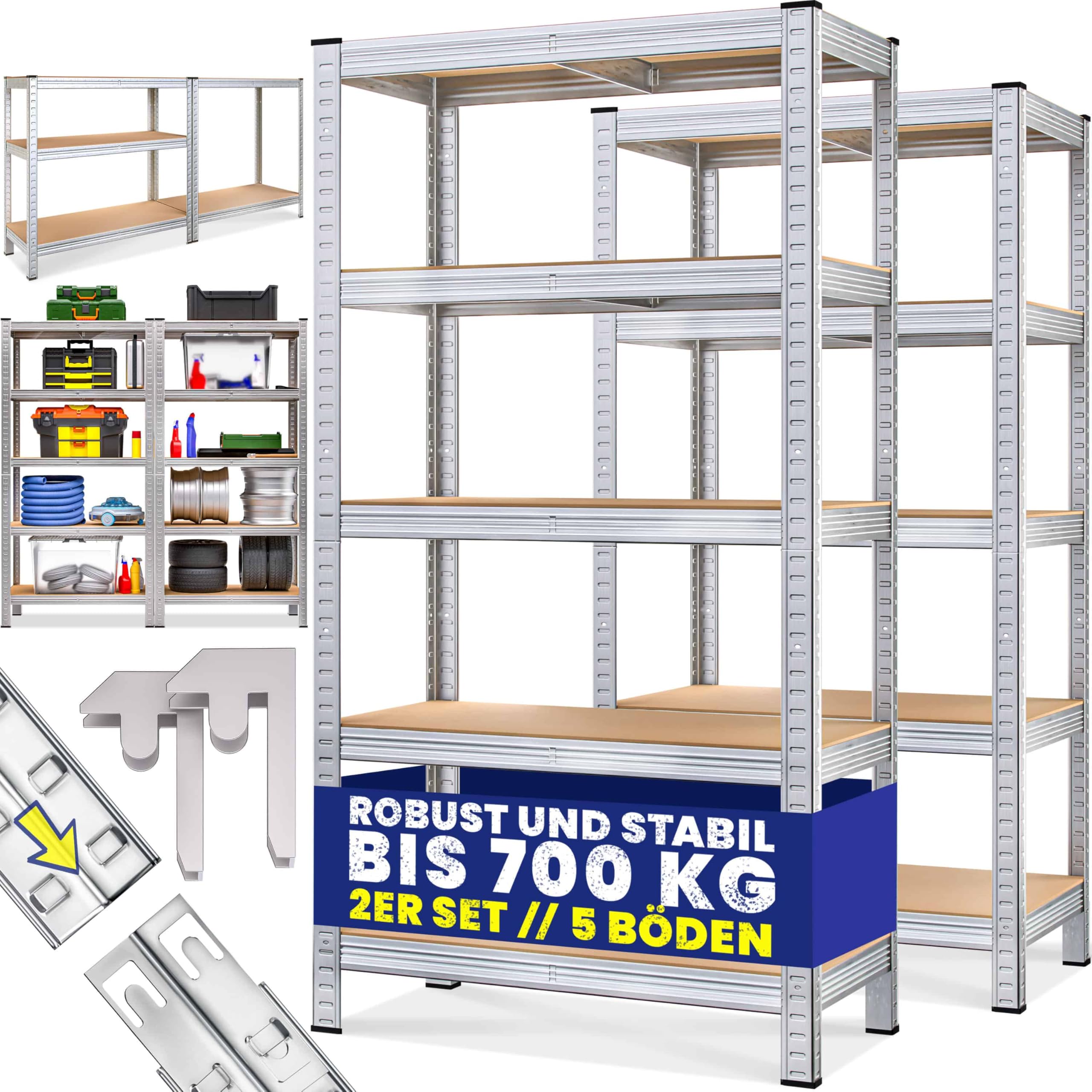 2er Set Schwerlastregal 180x90x40cm
