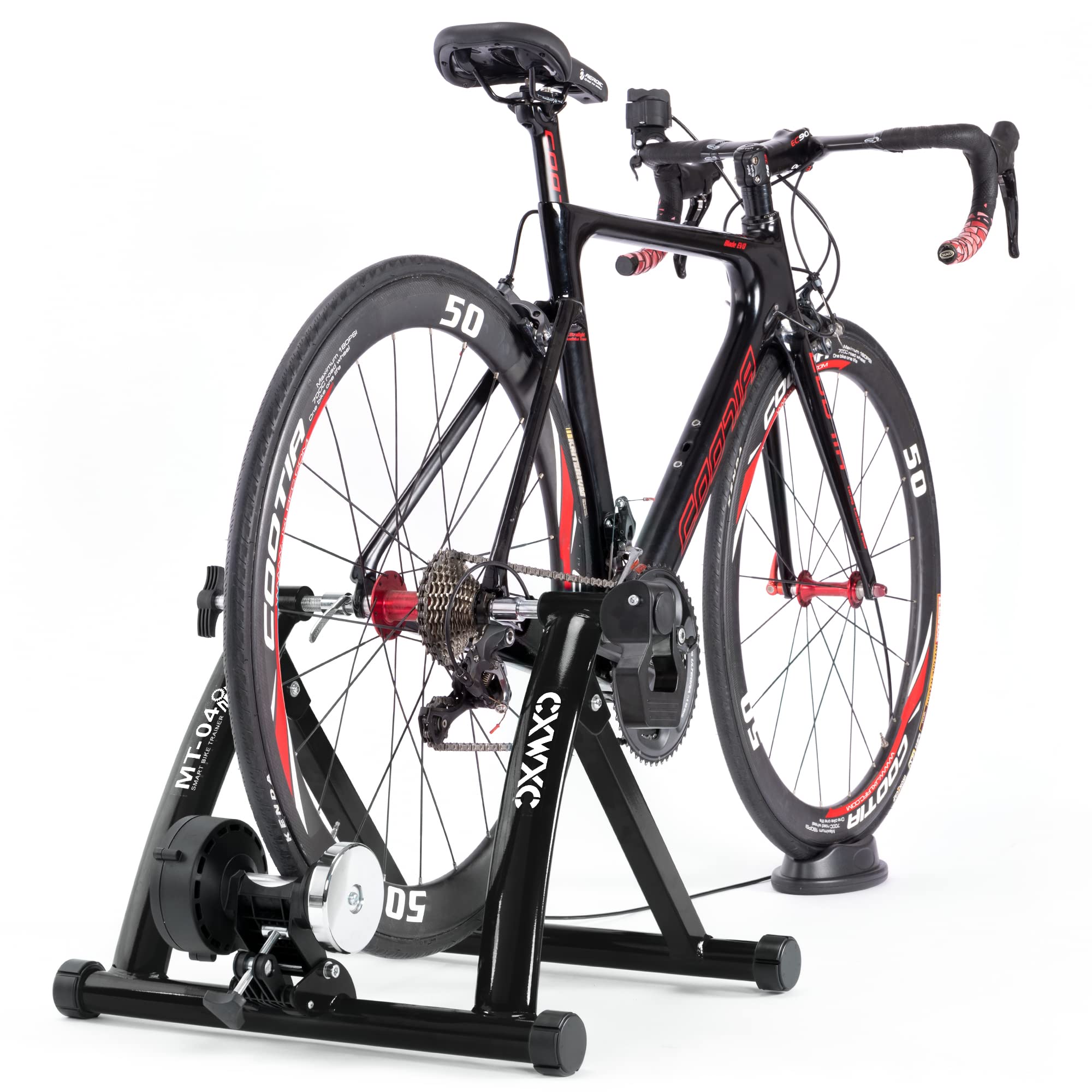 Fahrrad Rollentrainer, Klappbar Stahl Bike Trainer mit Schnellspanner Vorderradunterlage Radtrainer für 26-29 Zoll Fahrradtraining Fahrradfahren Zuhause Indoor