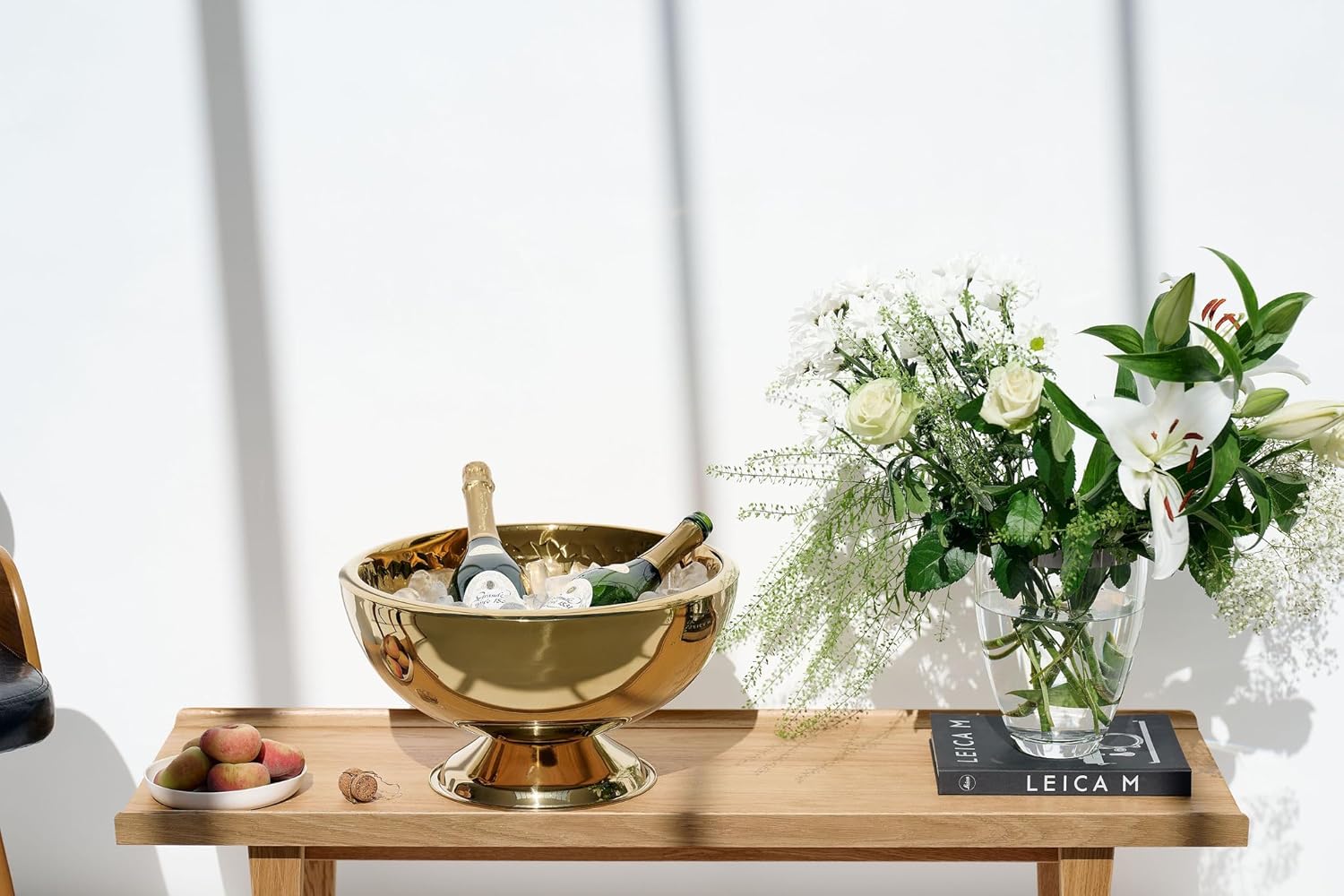 Flaschenkühler - Gold-Optik, innen gemustert, Edelstahl, hochglanzpoliert