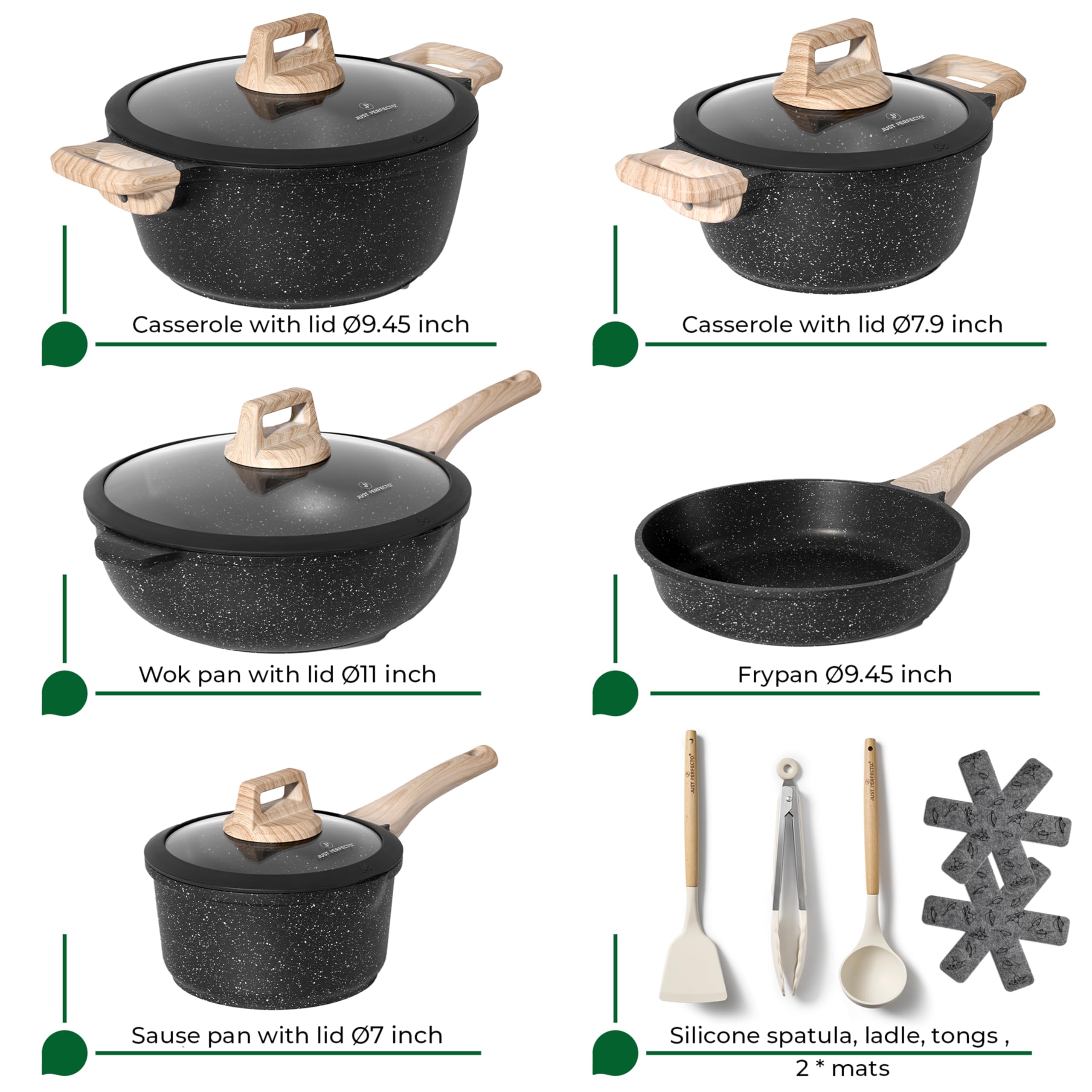 Induktionsgefässe - Pfannenset mit Deckel - Induktionsgefässe Set - Töpfe & Pfannen Set ohne PTFE und PFOA - Kochgeschirr-Topf-Induktion
