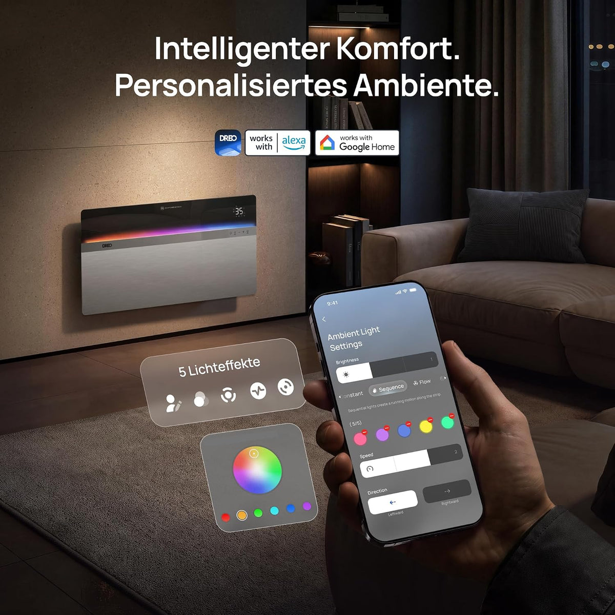 Smart Konvektorheizung, 2000W Heizlüfter für Große Räume