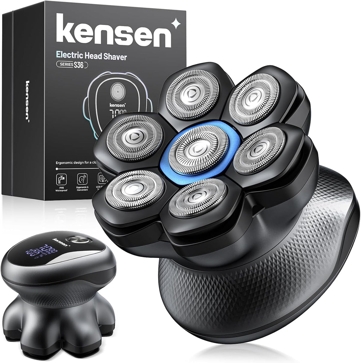 Glatzen Rasierer Herren, kensen Kopfrasierer Glatze 7D Bold Shaver 2 Stufen