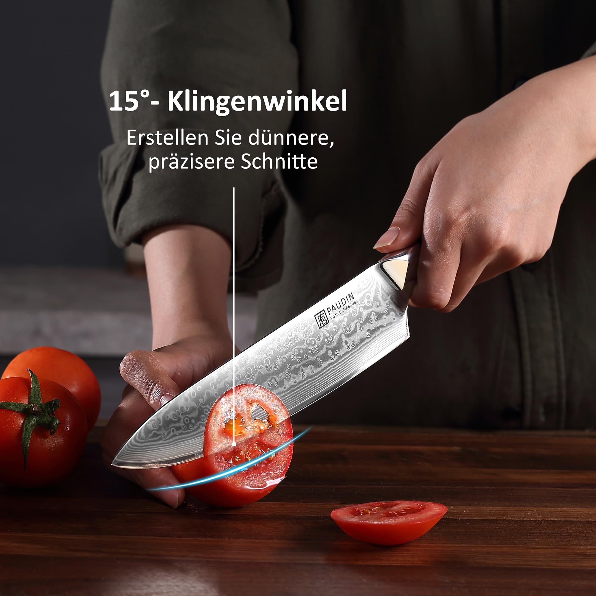 Küchenmesser-Set, 5-teiliges Küchenmesser-Set aus hochwertigem Kohlenstoff-Edelstahl, Ultra Sharp Messer-Set mit Kochmesser, Hackmesser, Nutzmesser