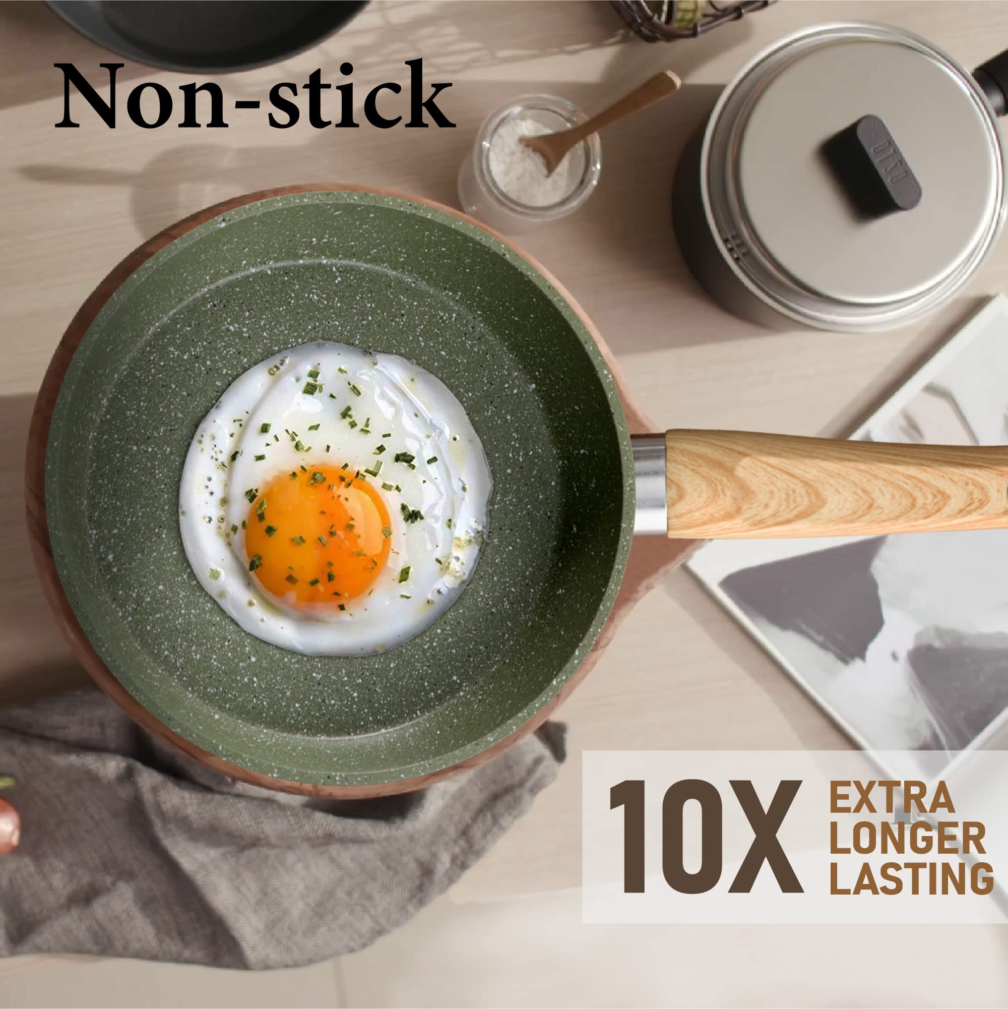 12-teiliges graues Granit-Kochtopfset, Non-Stick Pot Set und Pfannenset / NEU & OVP!