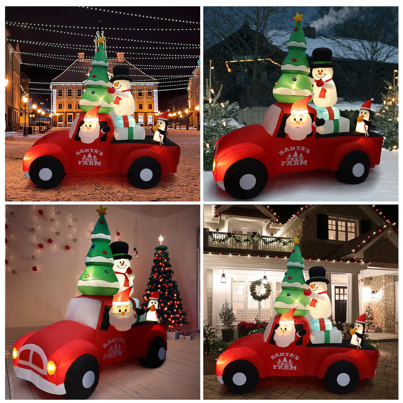 Aufblasbare Weihnachtsdeko, Riesiger Weihnachtsbaum Bogen mit 8 LED Leuchten, Wasserfest Beleuchtet Aufblasbar Weihnachtsdeko Aussen für Hof Garten Feiertag Weihnachtsdekoration