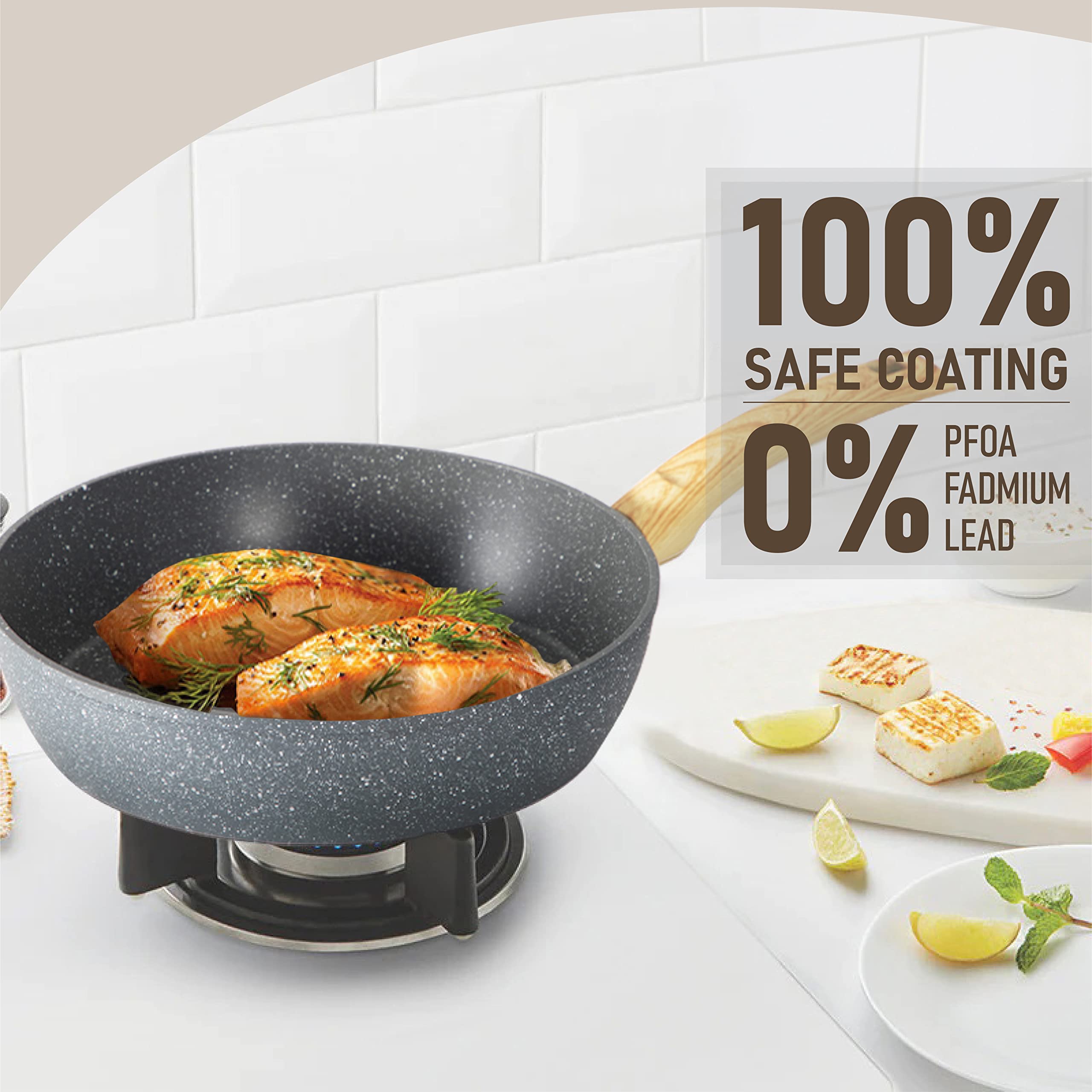 12-teiliges graues Granit-Kochtopfset, Non-Stick Pot Set und Pfannenset / NEU & OVP!